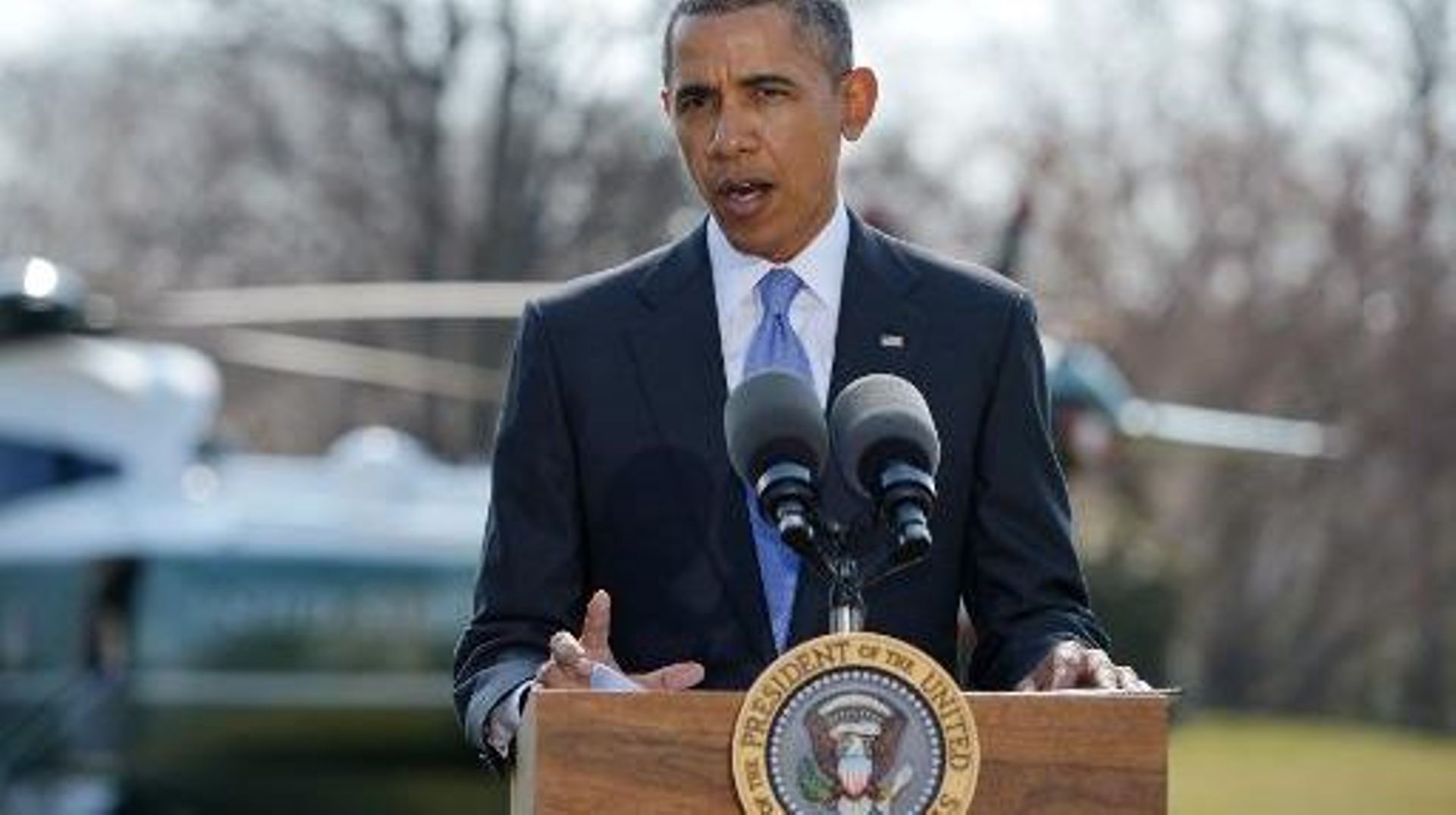 Le président américain Barack Obama sur la pelouse sud de la Maison Blanche à Washington, le 20 mars 2014