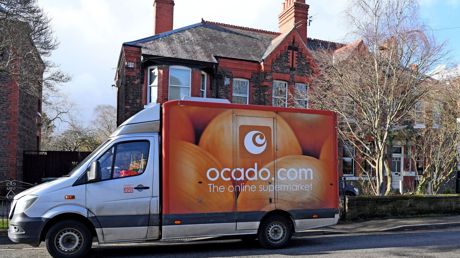 Une camionnette Ocado à Liverpool, dans le nord-ouest de l’Angleterre, le 10 février 2019, lors d’une livraison de nourriture et de boissons.