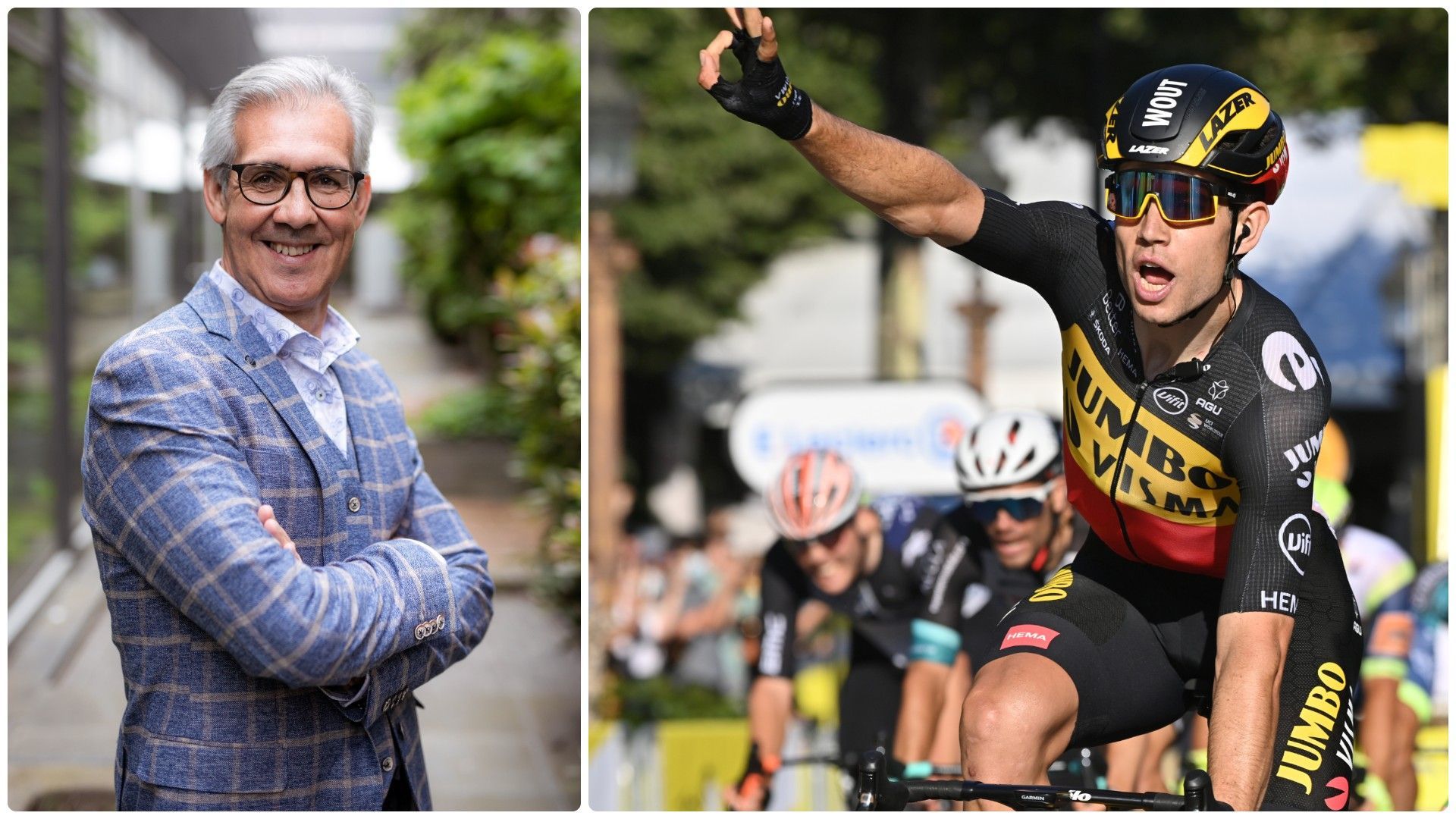 Rodrigo Beenkens à gauche, Wout van Aert sur le Tour de France à droite. 