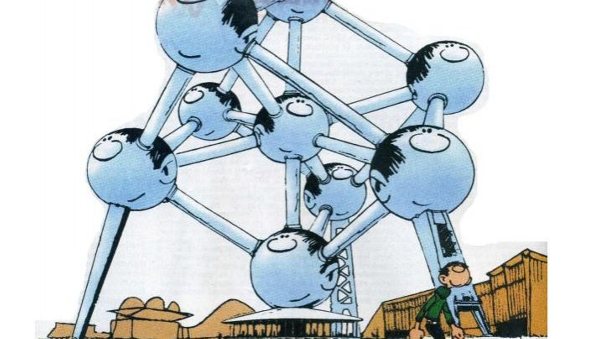 Gaston Lagaffe et l'Atomium, par André Franquin