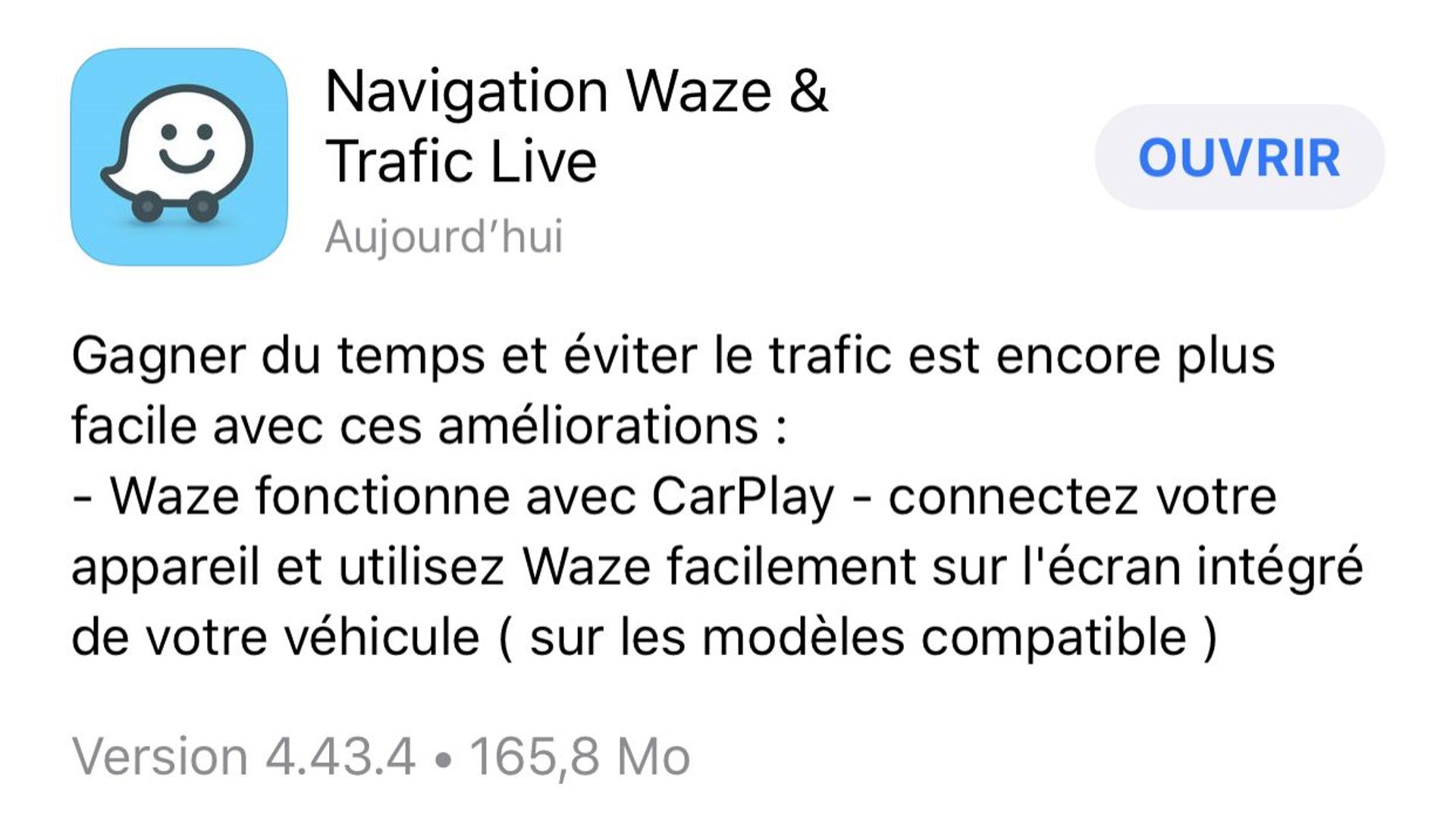 Après Google Maps, c’est au tour de Waze d’arriver sur Apple CarPlay