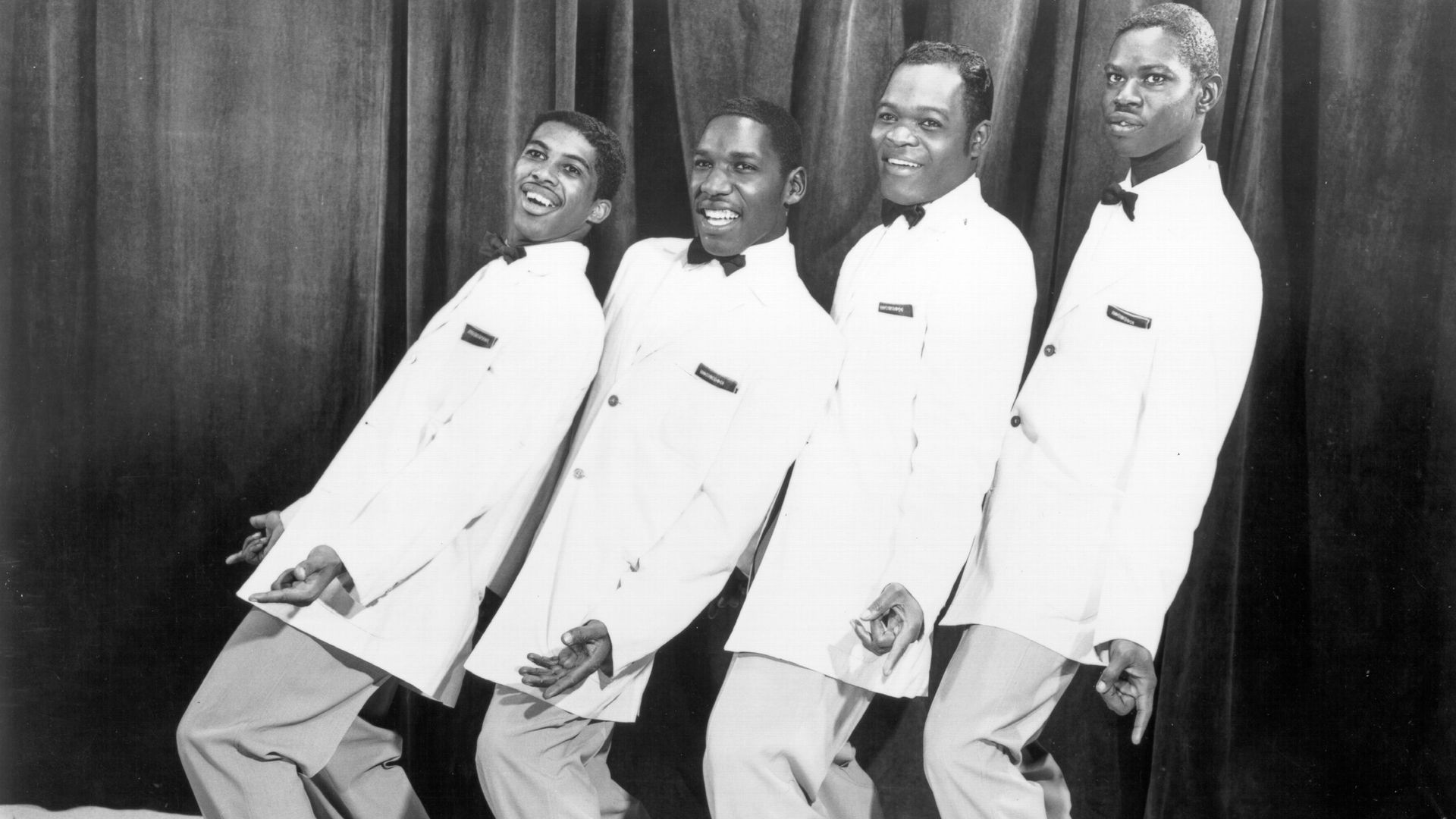 Ben E. King, Charlie Thomas, Dock Green, Elsbeary Hobbs du groupe "The Drifters" en 1959.