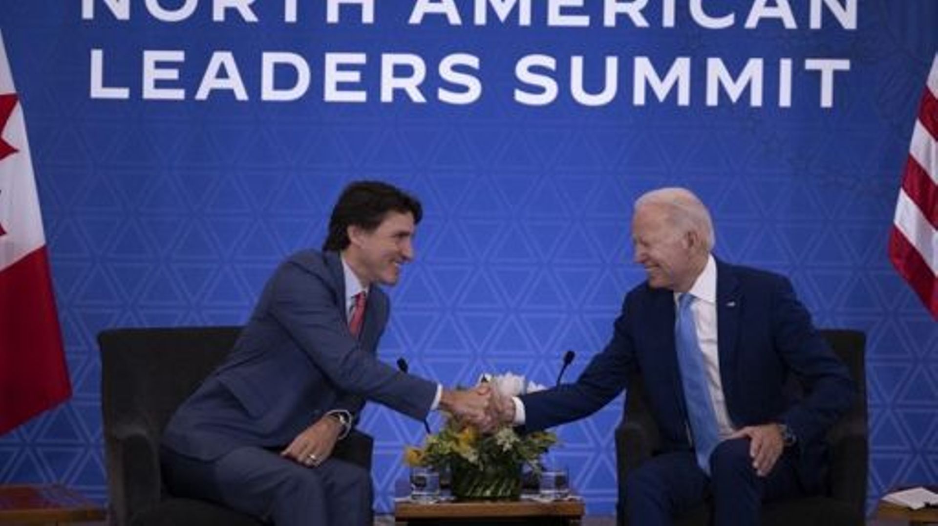 US President Joe Biden meets with Canadian Prime Minister Justin Trudeau in Mexico City, on January 10, 2023, during the North American Leaders' Summit. Jim WATSON / AFP