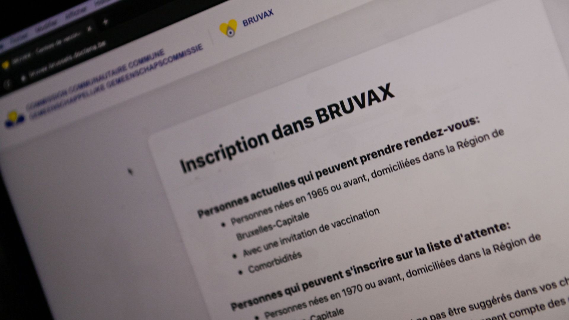 Du changement pour les inscriptions sur la plateforme bruxelloise de vaccination Bruvax