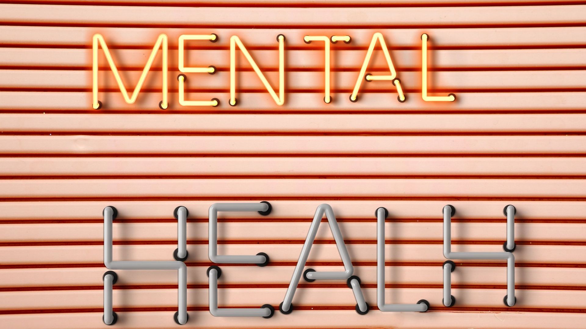 mental health banner in neon lights