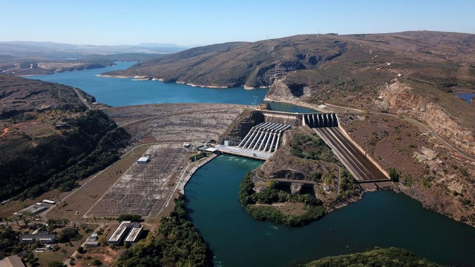 Le barrage de Furnas à Sao José da Bara, le 19 juillet 2021 dans l’Etat du Minas Gerais, au Brésil