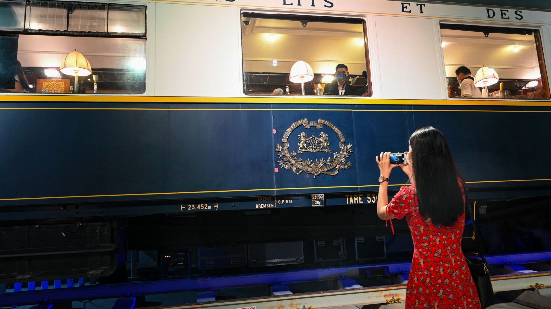 Photo du train l’Orient Express exposé à Singapour, le 12 décembre 2020.
