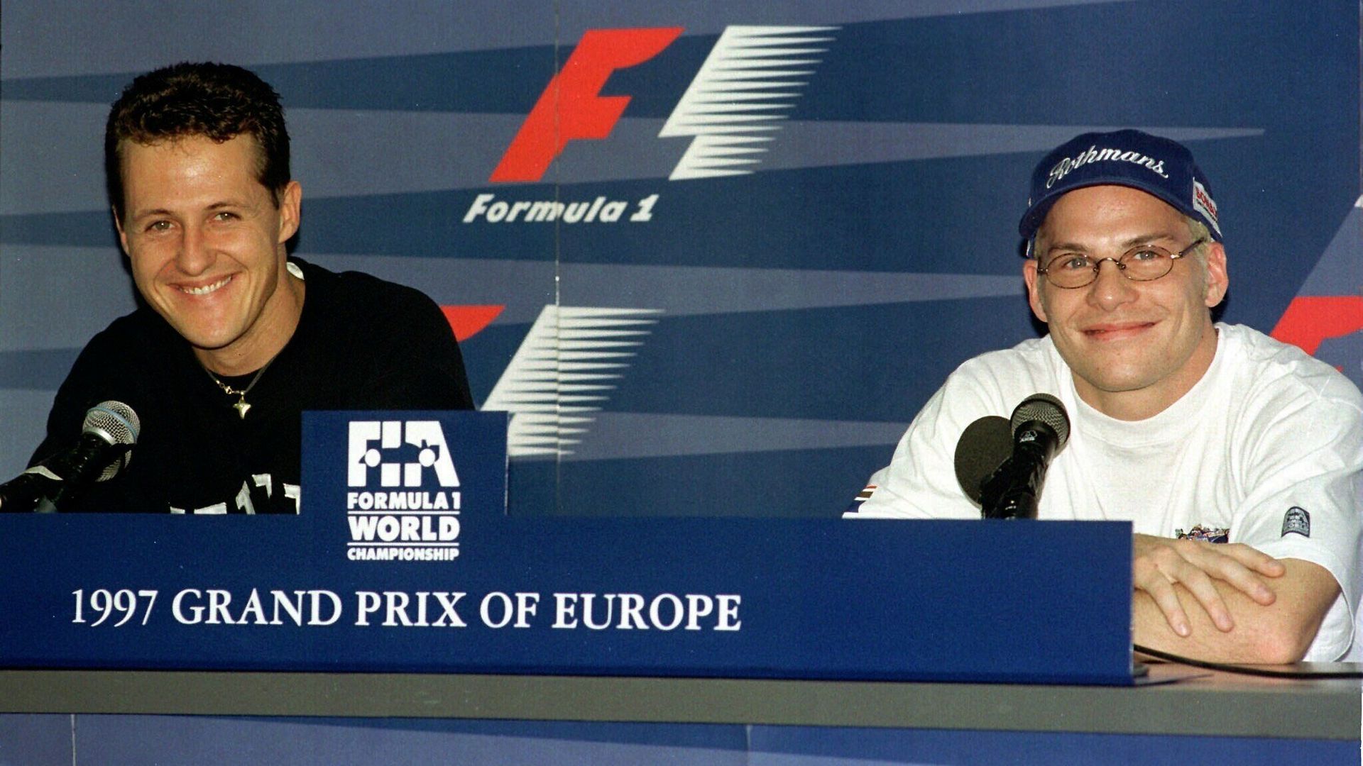 Michael Schumacher et Jacques Villeneuve avant le Grand Prix d'Europe 1997