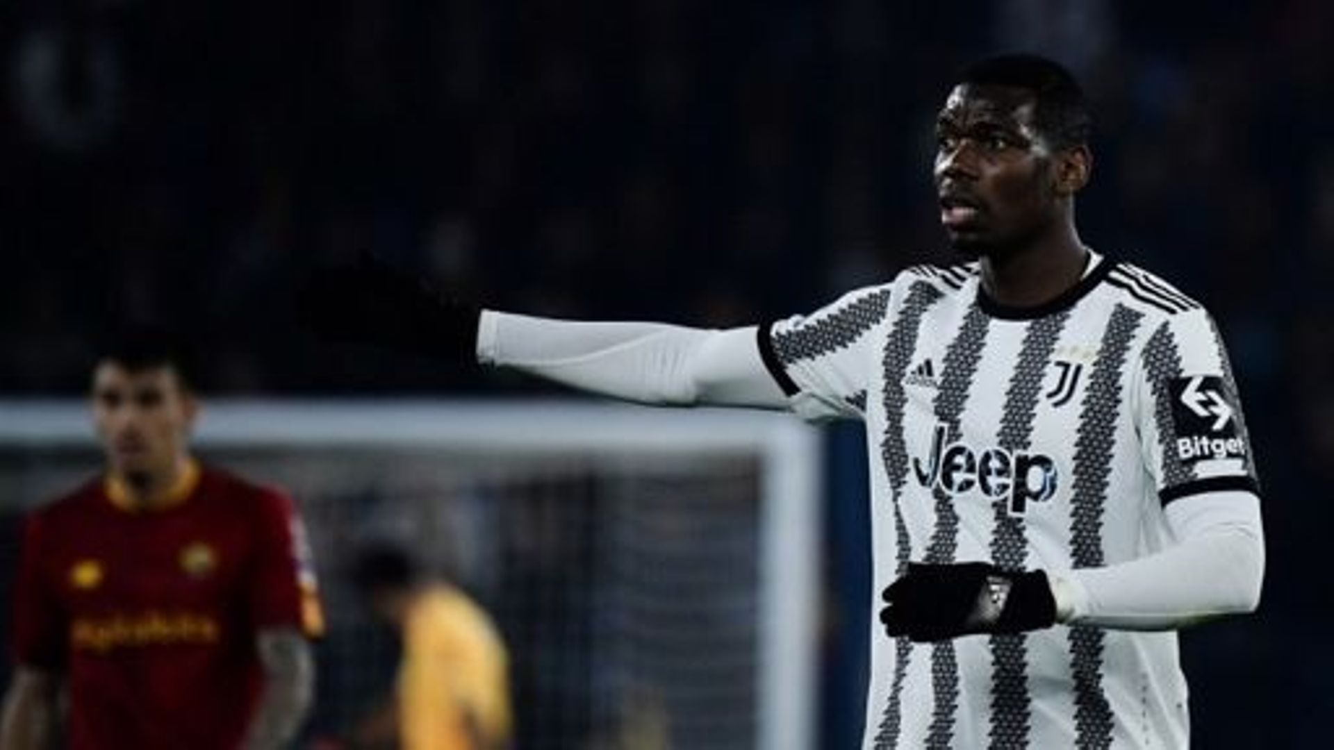 Juventus' French midfielder Paul Pogba reacts during the Italian Serie A football match between AS Roma and Juventus on March 5, 2023 at the Olympic stadium in Rome.  Filippo MONTEFORTE / AFP
