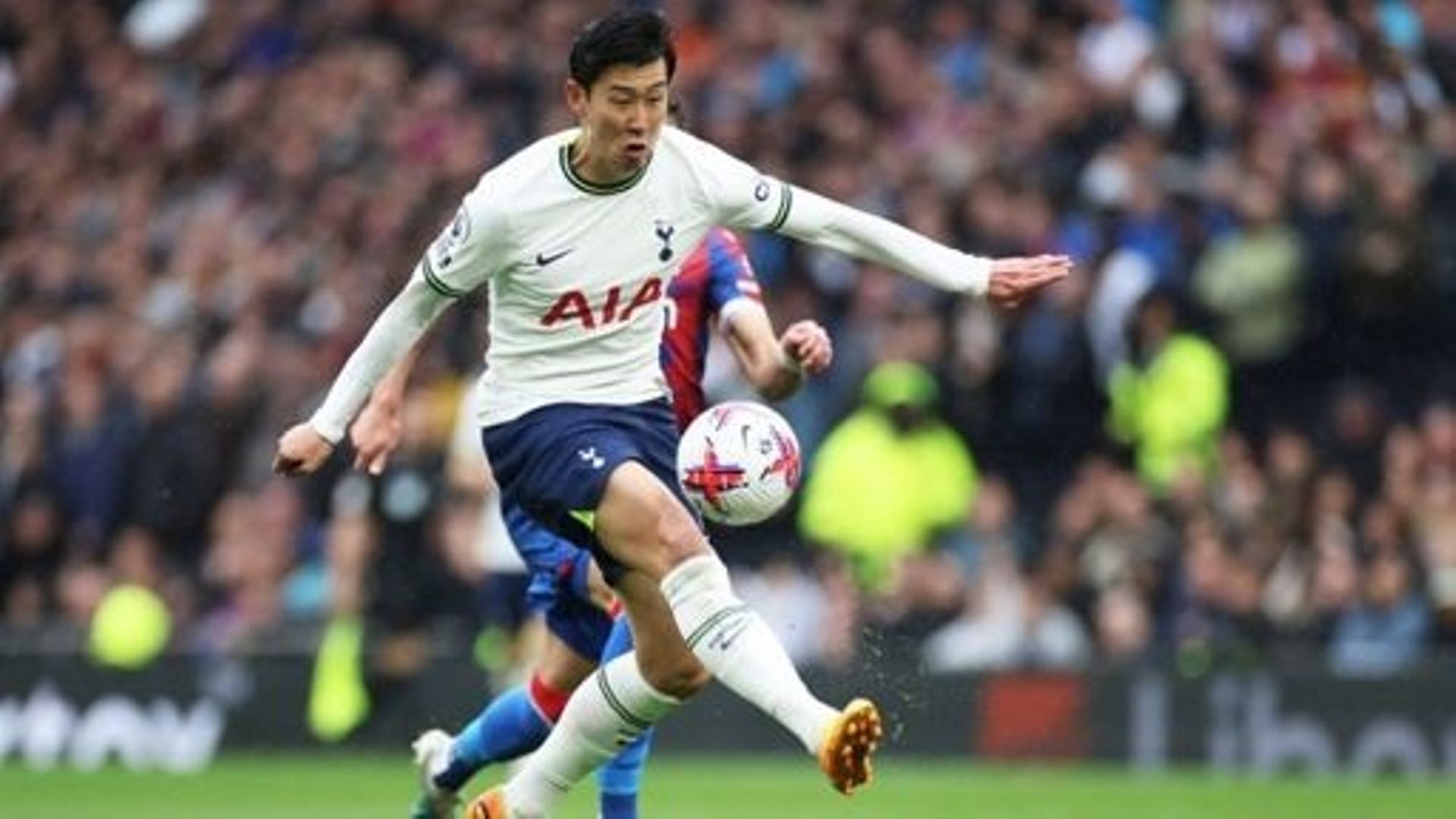 Tottenham Hotspur’s South Korean striker Son Heung-Min runs with the ball during the English Premier League football match between Tottenham Hotspur and Crystal Palace at Tottenham Hotspur Stadium in London, on May 6, 2023. ISABEL INFANTES / AFP