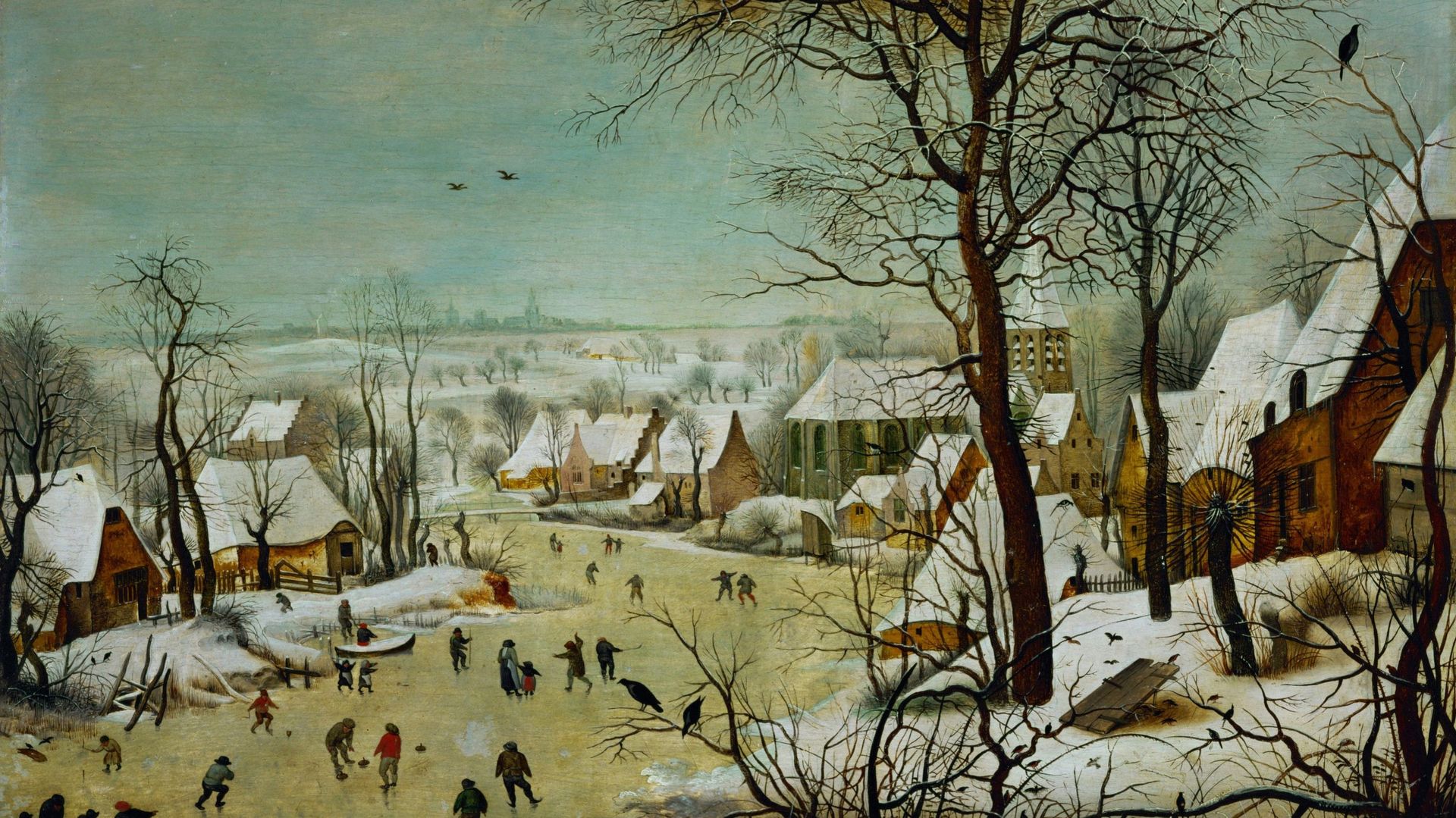 Paysage d’hiver avec patineurs et trappe aux oiseaux, Pieter Brueghel l’Ancien, 1565