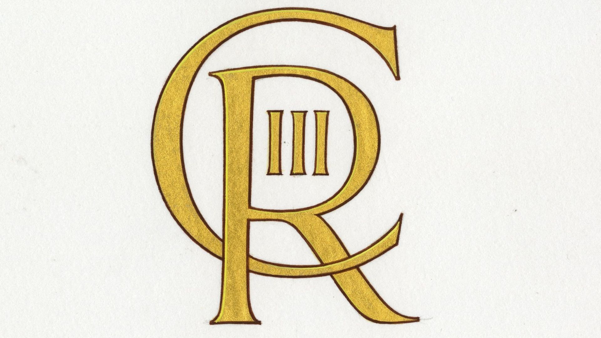 Une image distribuée par le palais de Buckingham, publiée à Londres le 26 septembre 2022, montre le nouveau monogramme qui sera utilisé par le roi Charles III de Grande-Bretagne.