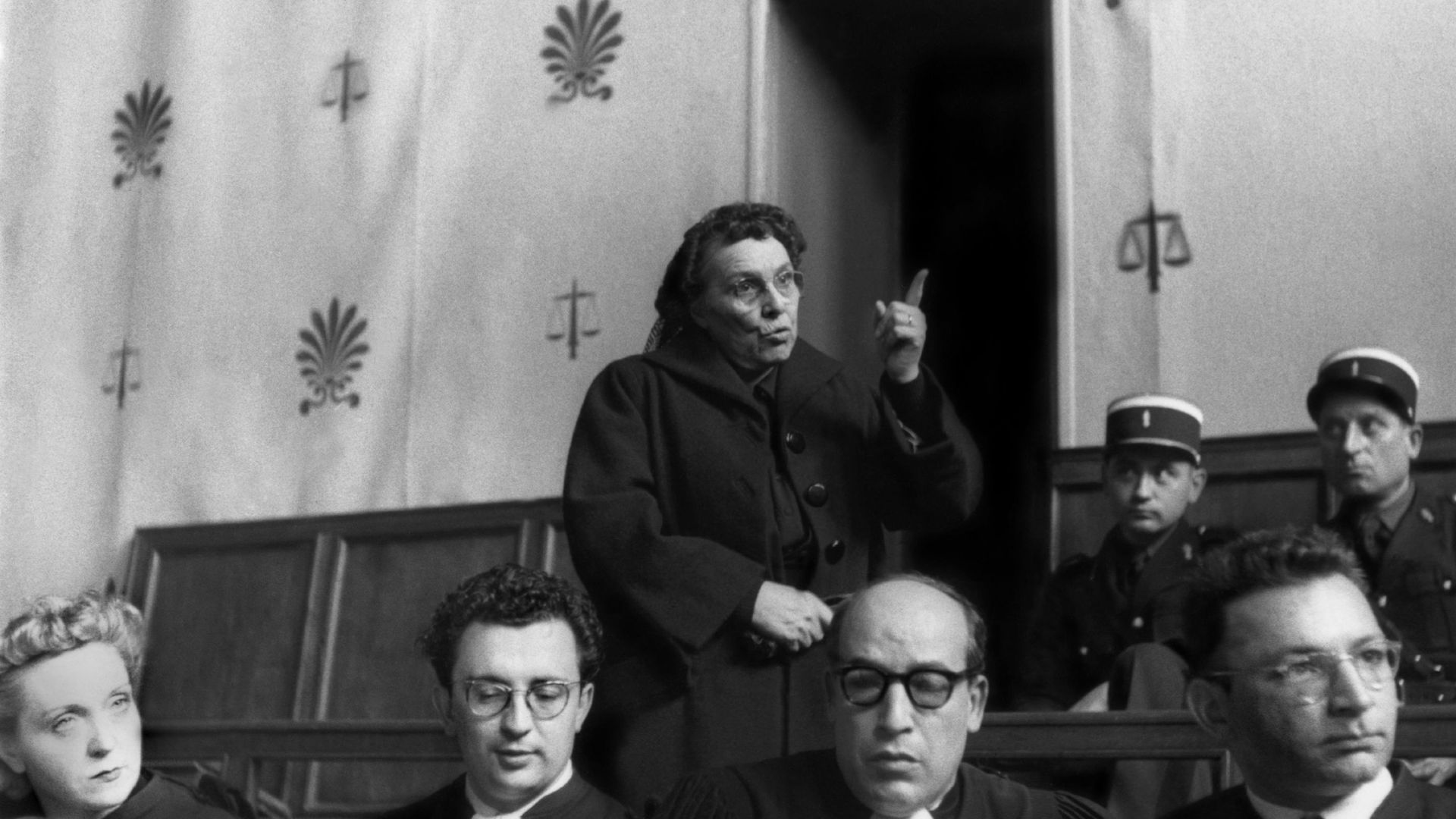 Photo prise lors du second procès de Marie Besnard à Bordeaux en 1954