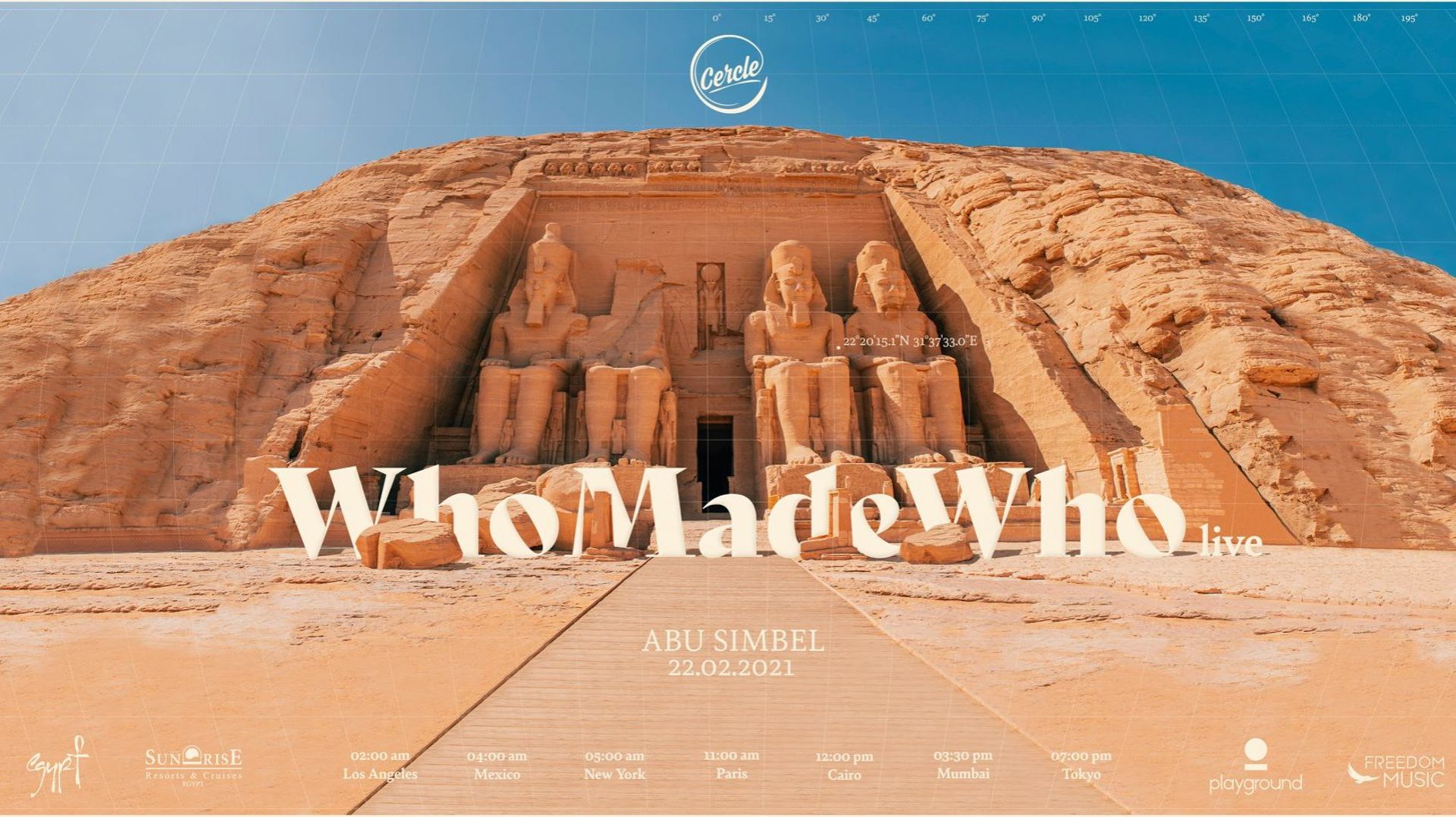 Cercle frappe à nouveau très fort avec son live devant les temples d'Abu Simbel en Egypte