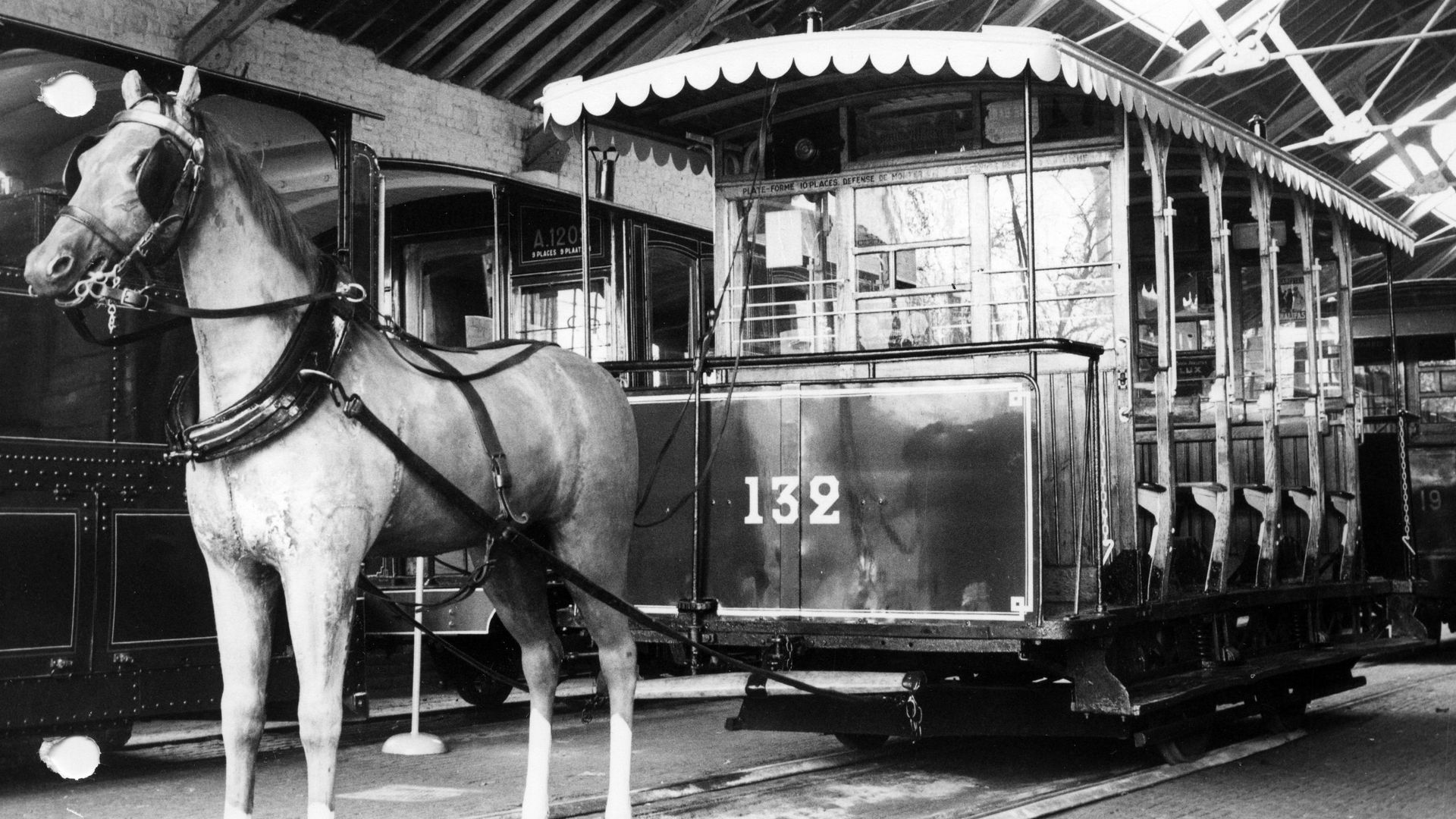 Un tramway hippomobile photographié en 1963