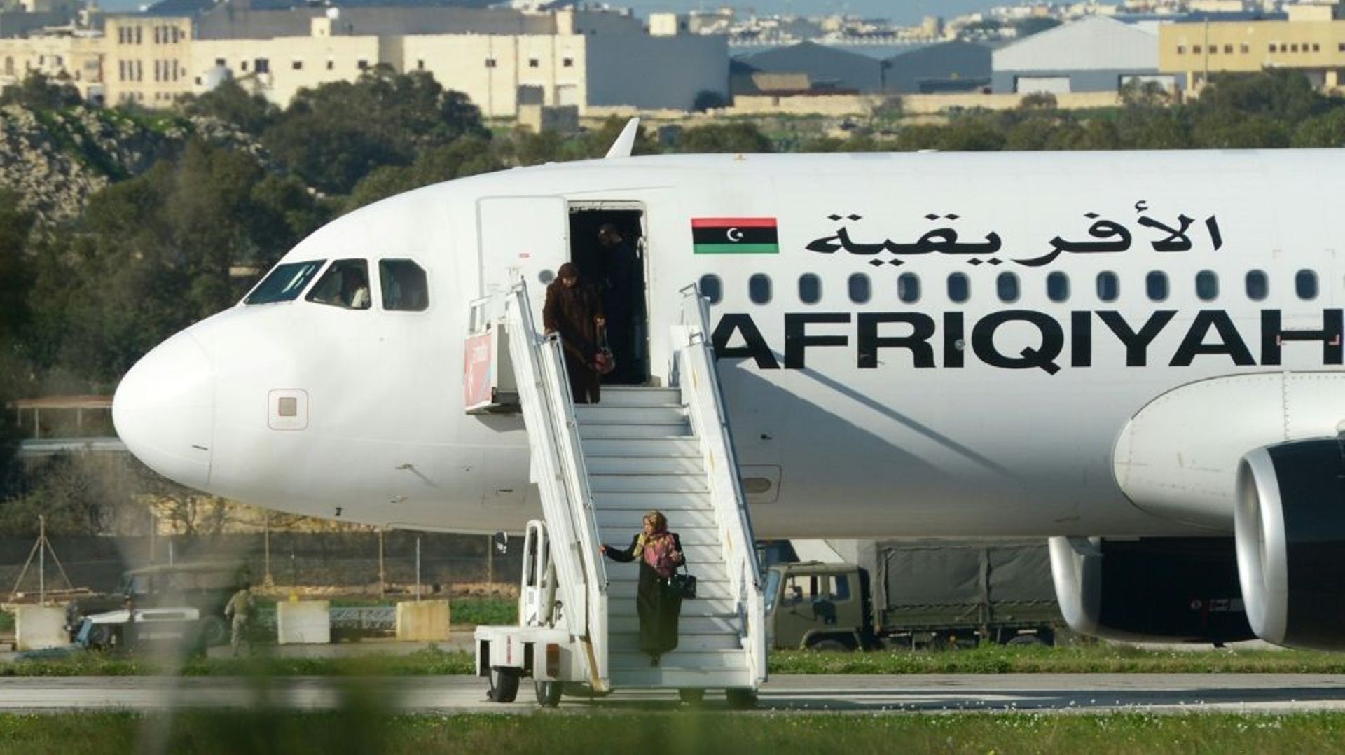 L'appareil libyen d'Afriqiyah Airways qui a été détourné sur Malte, le 23 décembre 2016