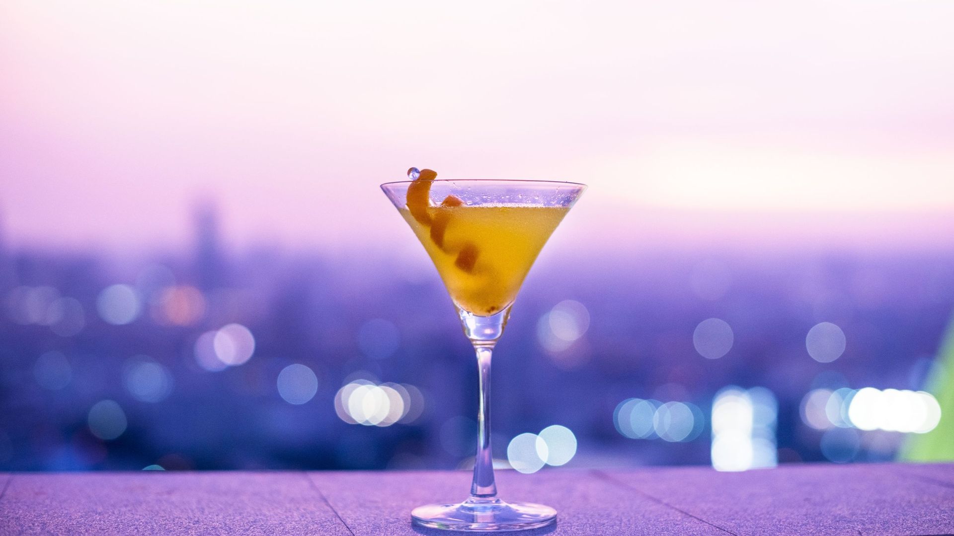 Orange cocktail at a rooftop