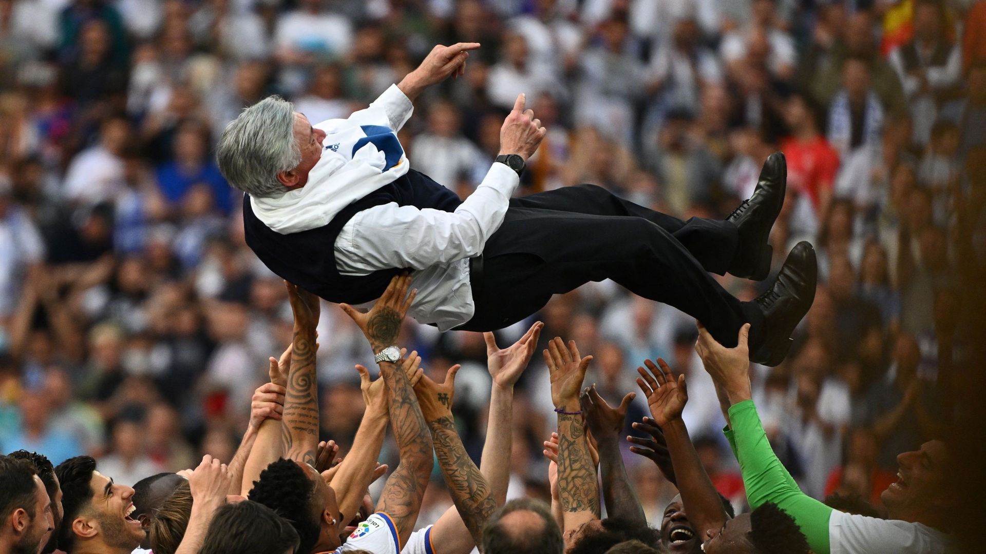 Carlo Ancelotti, l'entraîneur de Real Madrid, est champion d'Espagne.