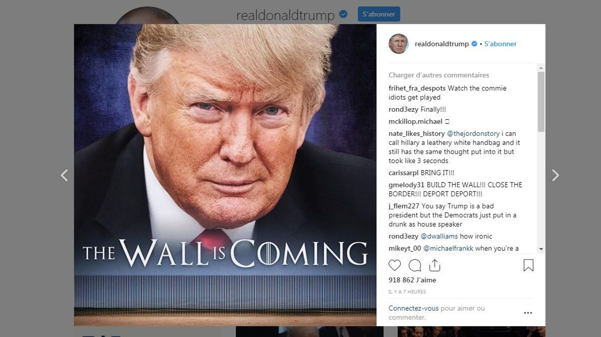 Pour son mur, Trump en appelle à "Game of Thrones"