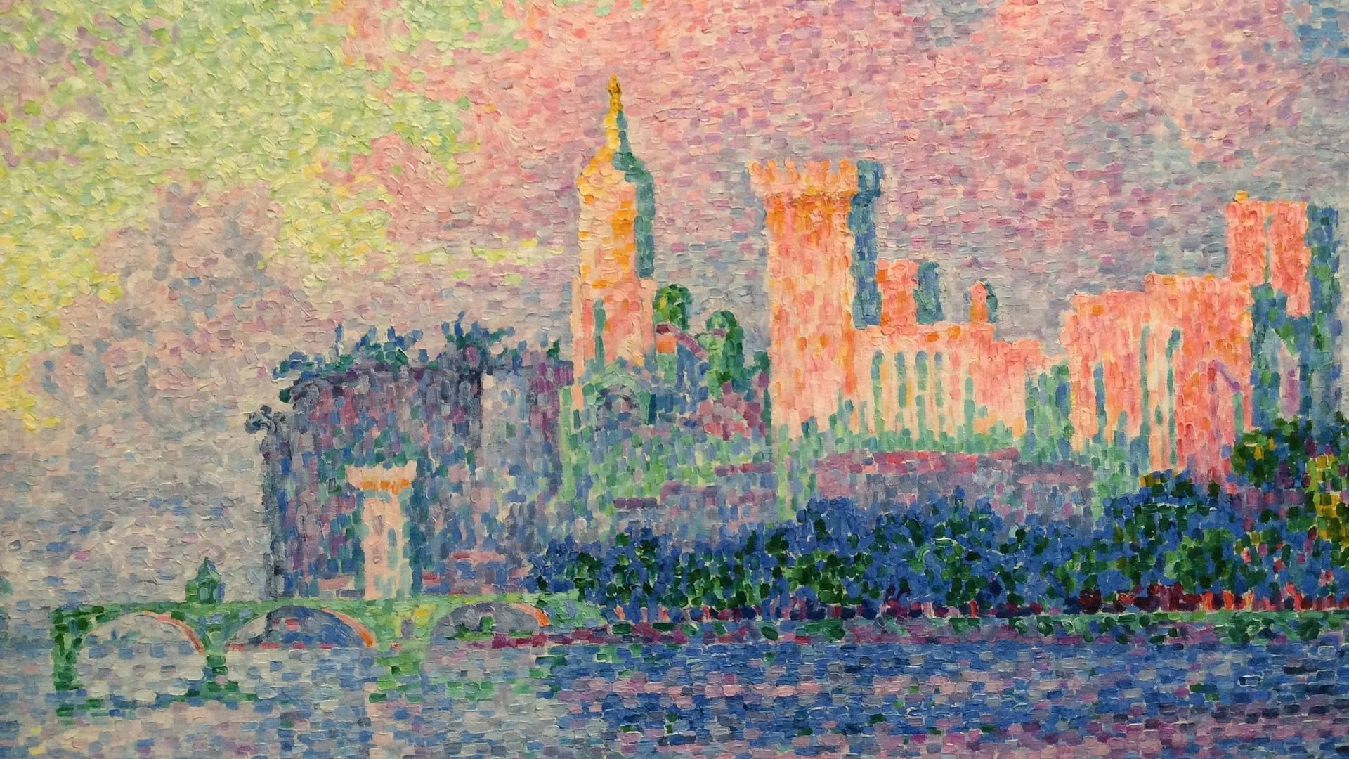 Pauil Signac, Avignon. Soir (le château des Papes), 1909