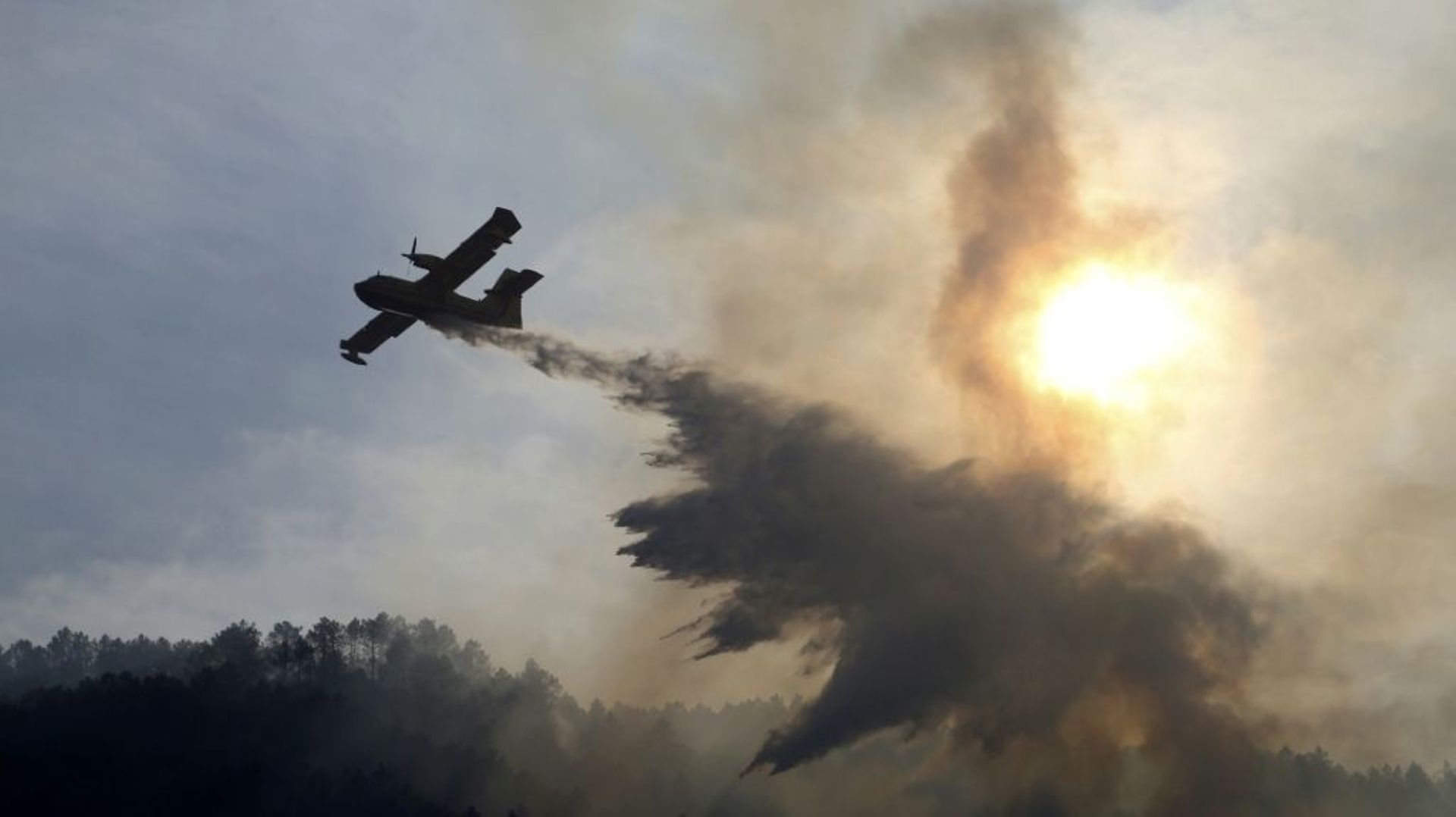 Un avion largue une charge d’eau sur un incendie en Corse en février 2020