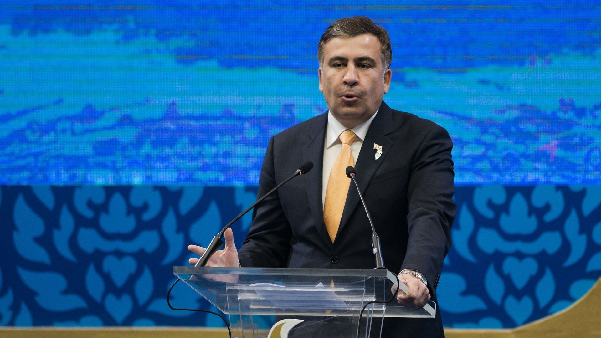 Le président géorgien Mikheil Saakachvili prononce un discours lors du second sommet de l'eau de l'Asie-Pacifique à Chiang Mai, le 20 mai 2013.