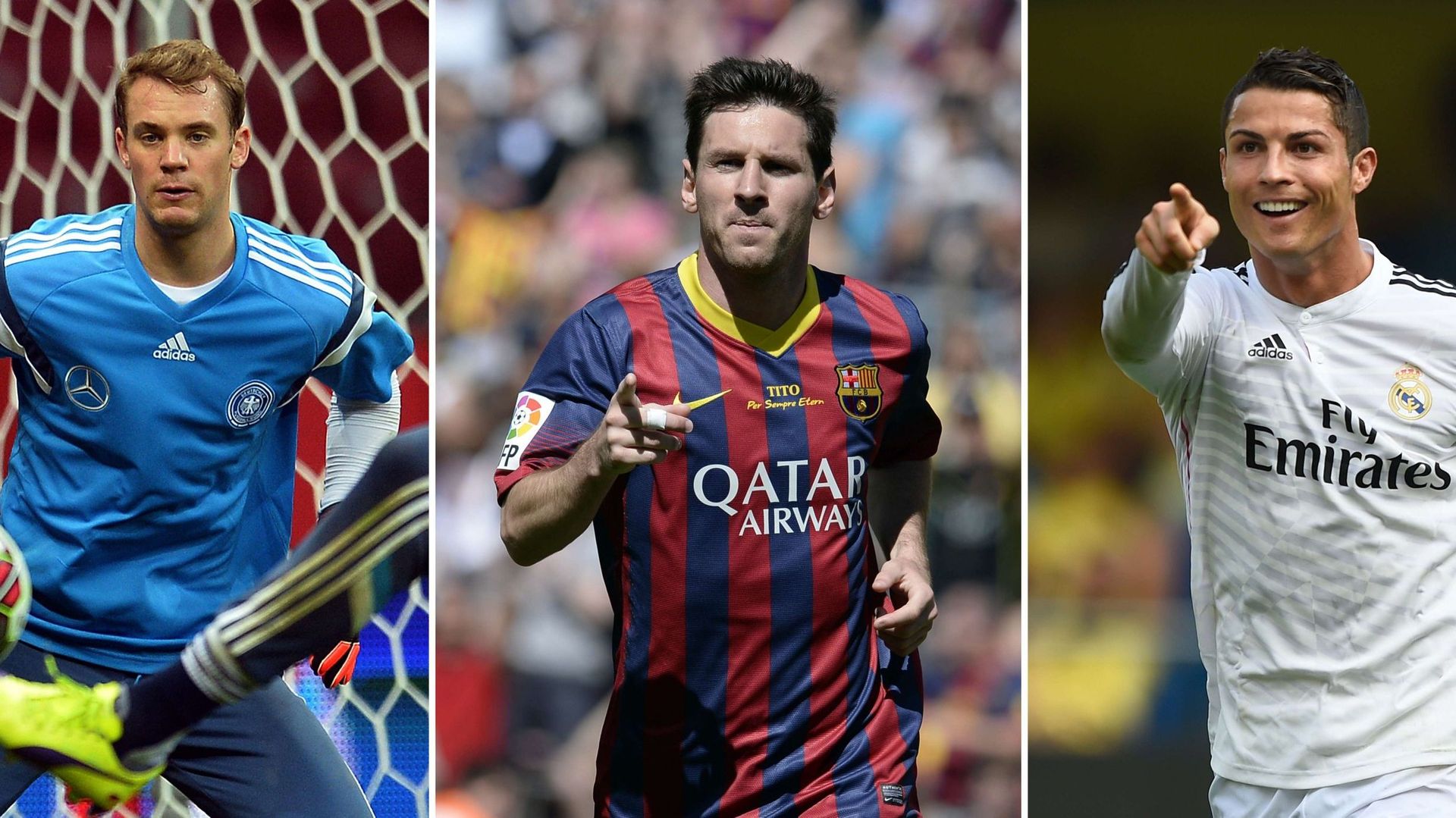 Ballon d'or : Ronaldo, Messi et Neuer finalistes