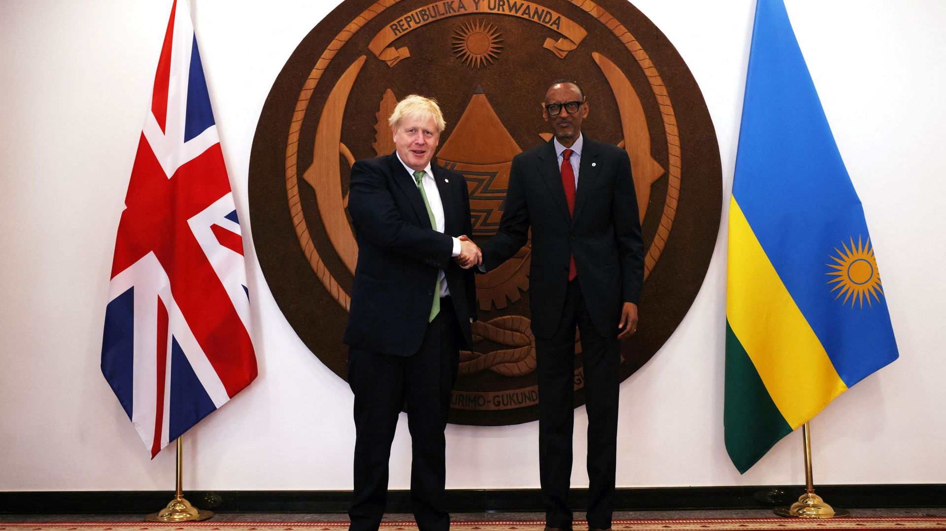 Boris Johnson et Paul Kagame à Kigali, le 23 juin 2022