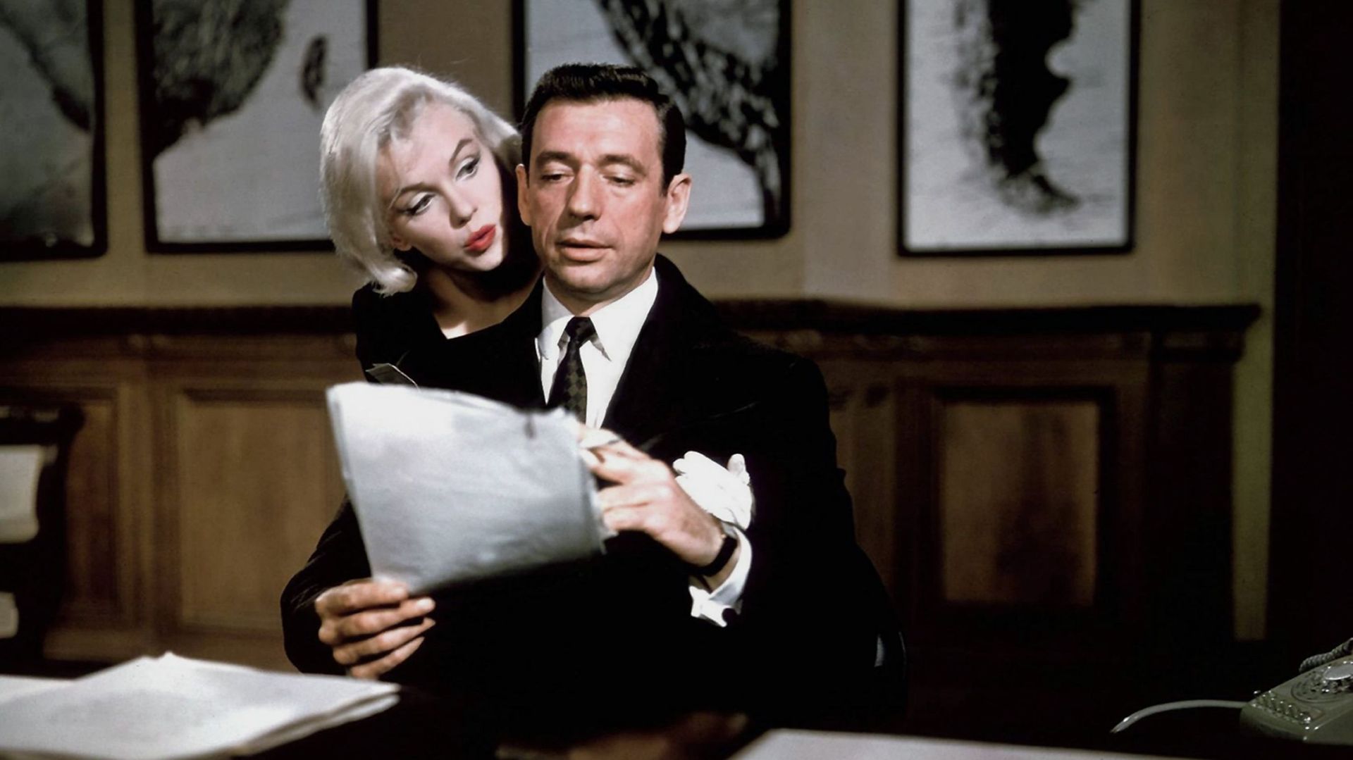 Marilyn et Yves Montand au cours du tournage du Milliardaire. 