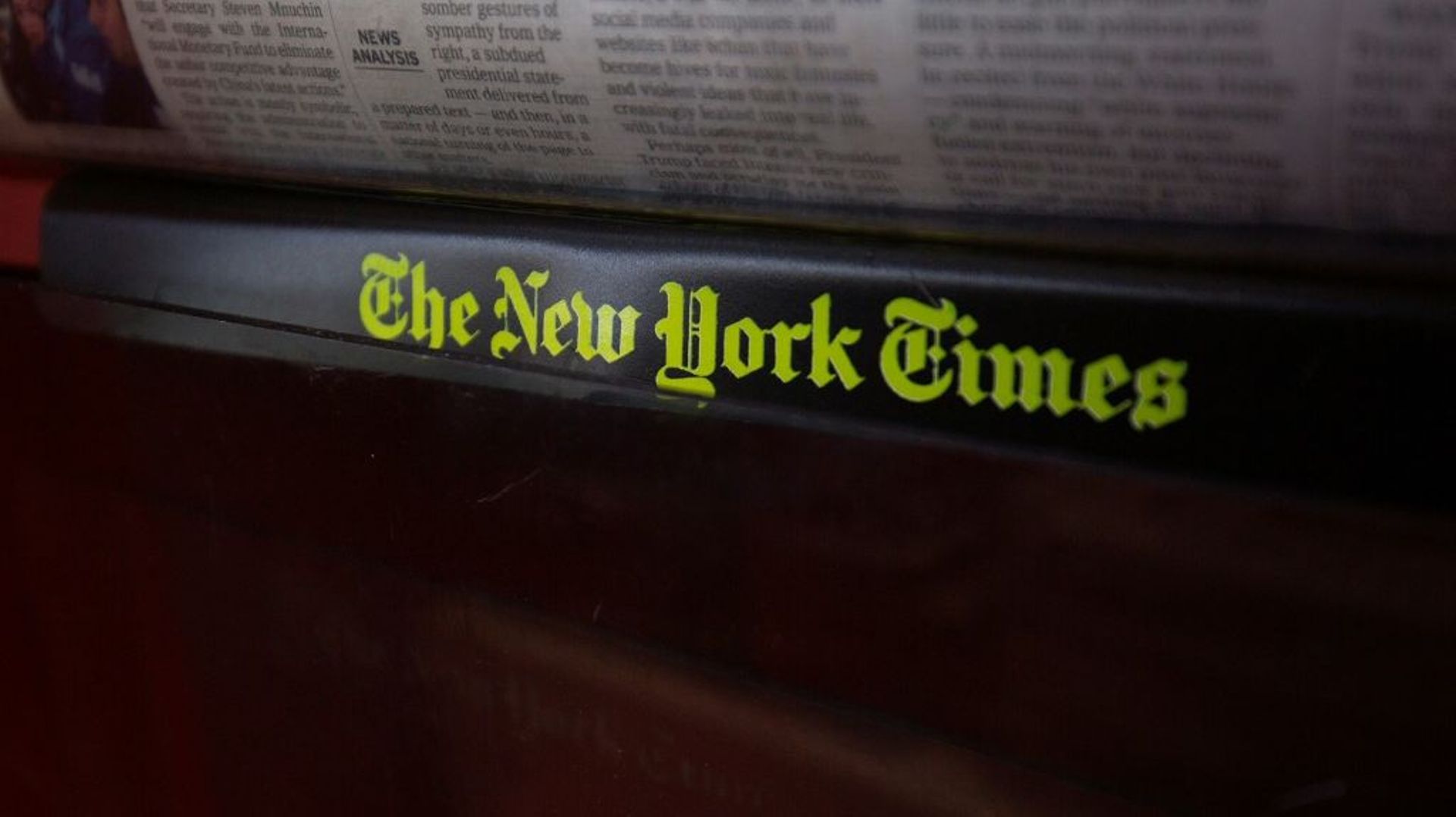Le logo du New York Times à Washington, le 6 août 2019