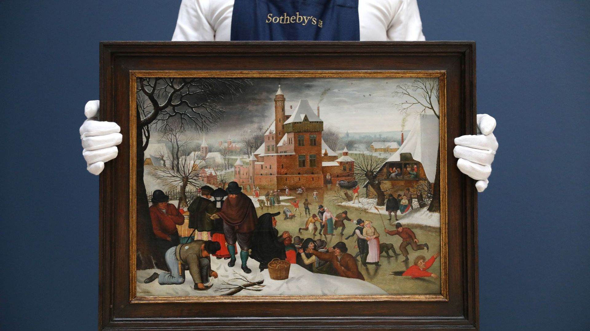 Scènes de patinage, de Brueghel le Jeune (1613) en vente aux enchères chez Sotheby’s, à Londres, en 2018.