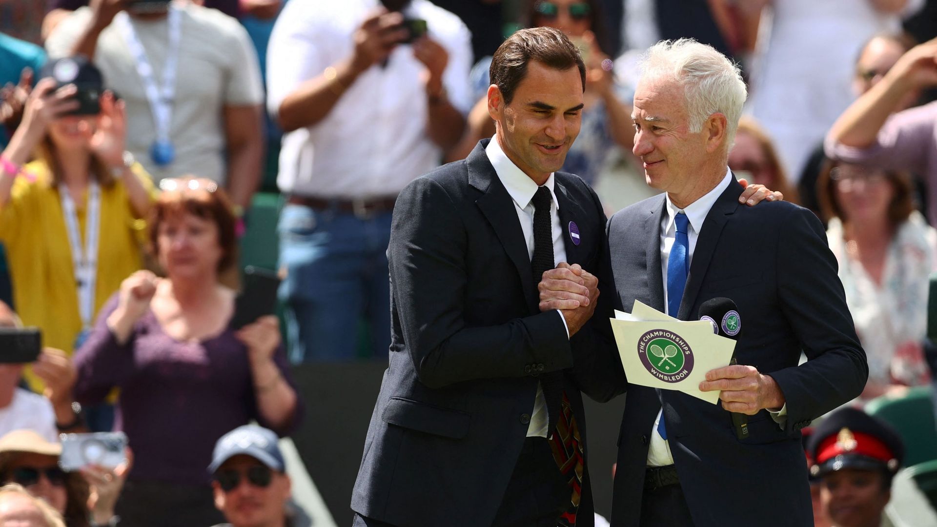 Roger Federer en visite à Wimbledon 2022
