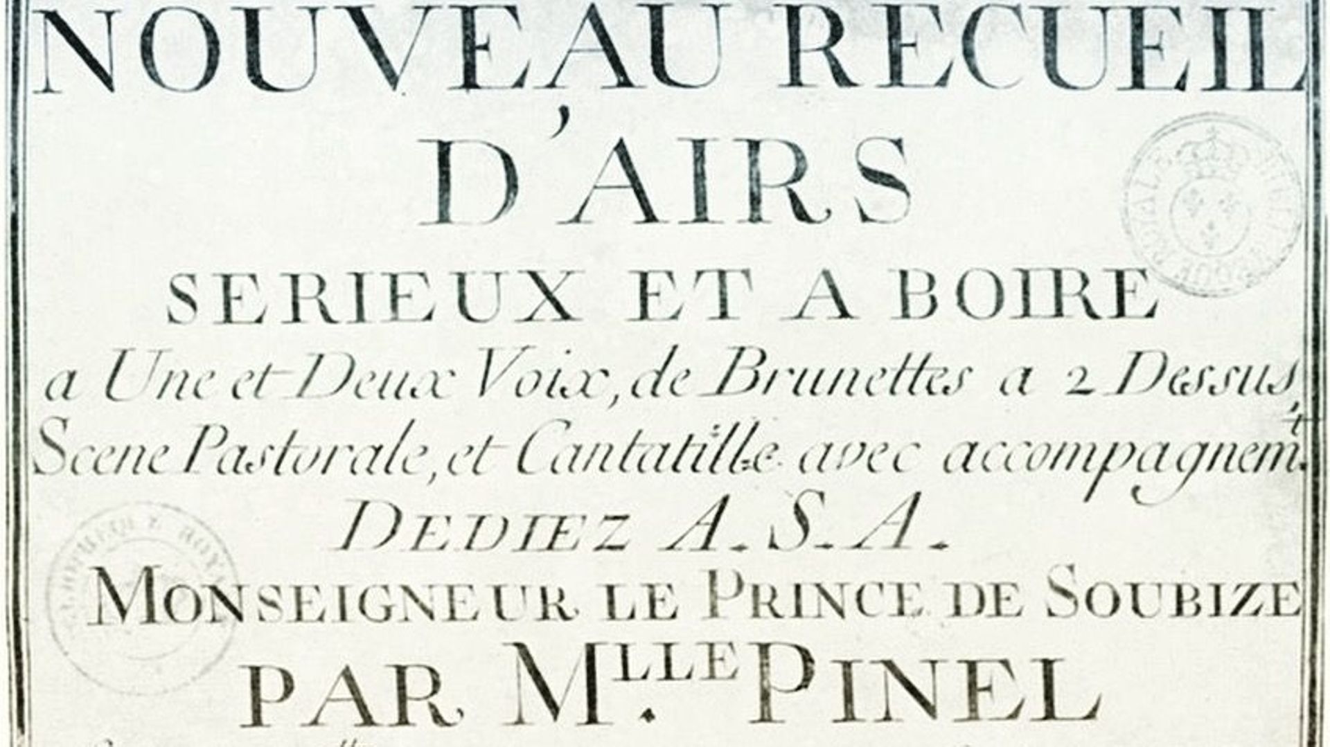 Recueil de cantates "Nouveau recueil d’airs sérieux et à boire"