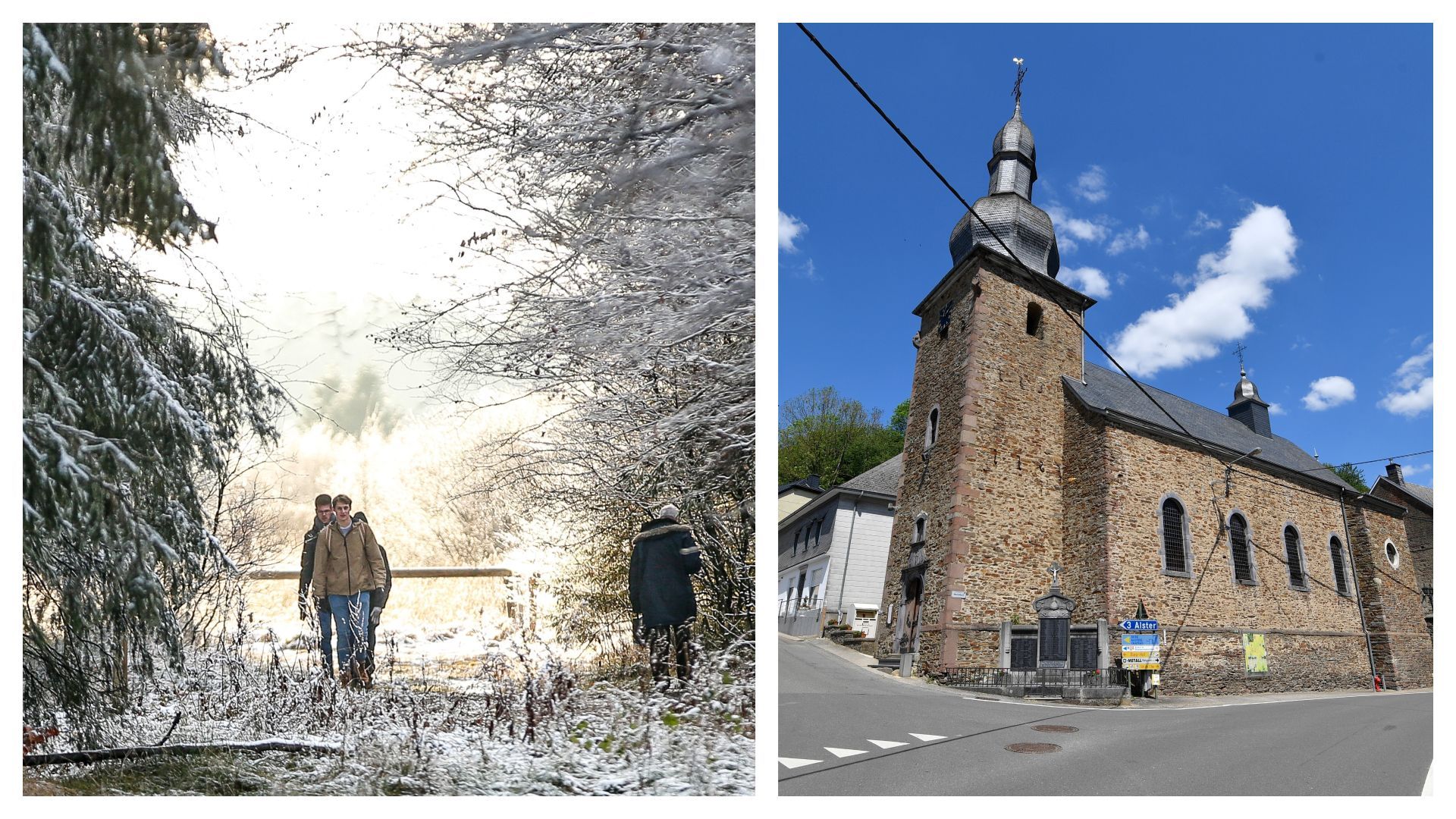 Balade dans les Hautes-Fagnes en début février et église de Burg-Reuland (images d'illustration)