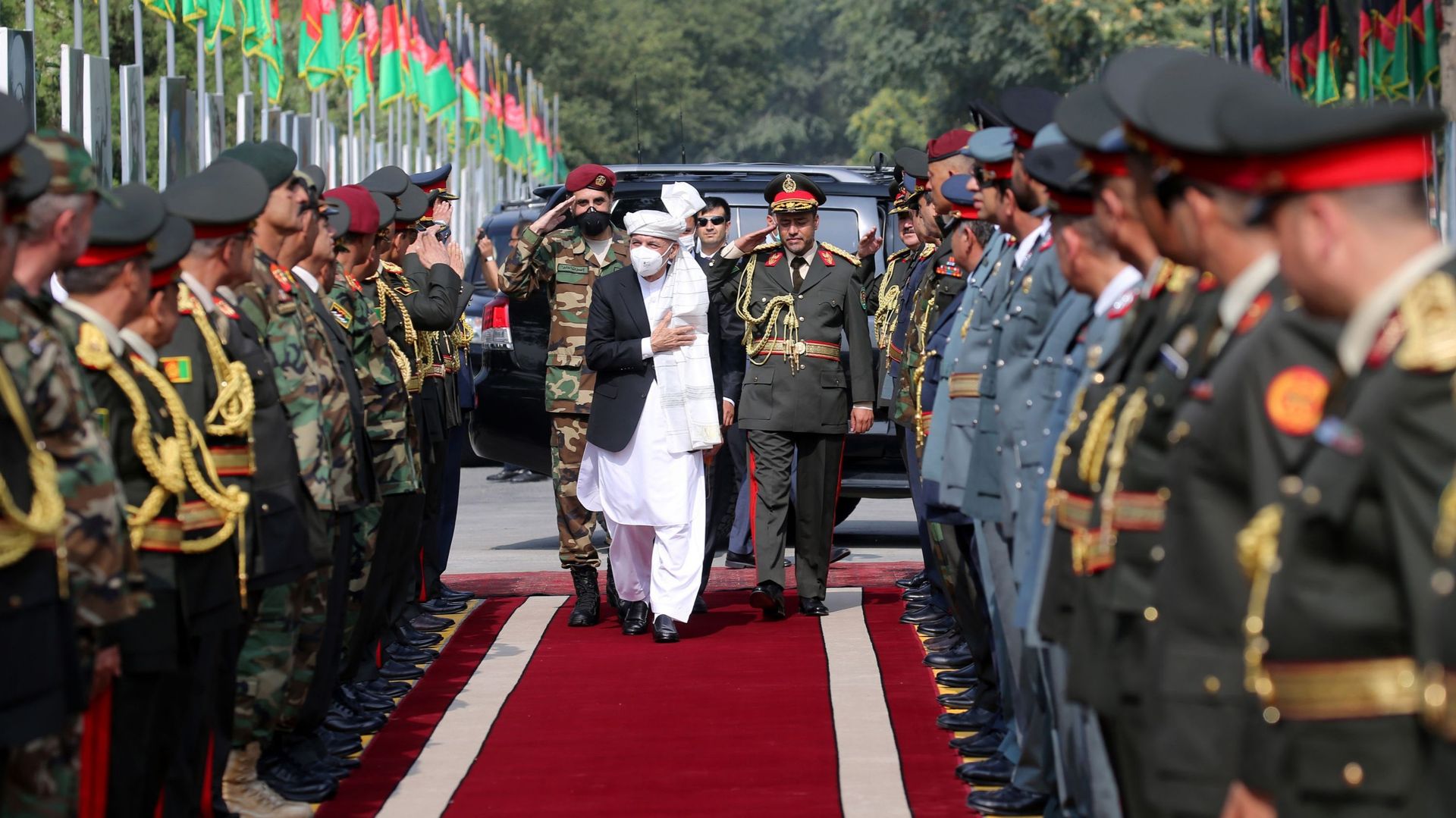 Le président afghan Ghani lors des festivités à Kaboul, ce 18 août  