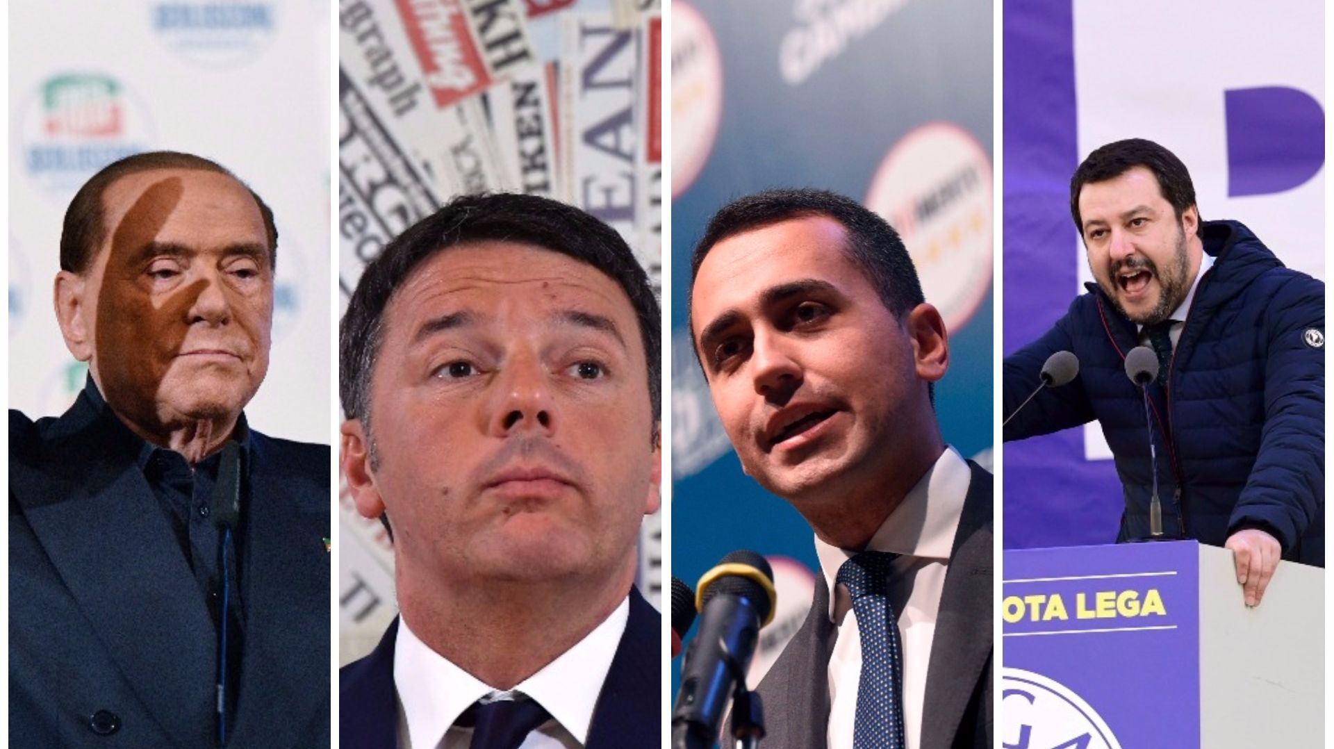 Silvio Berlusconi, Matteo Renzi, Luigi Di Maio, Matteo Salvini, 