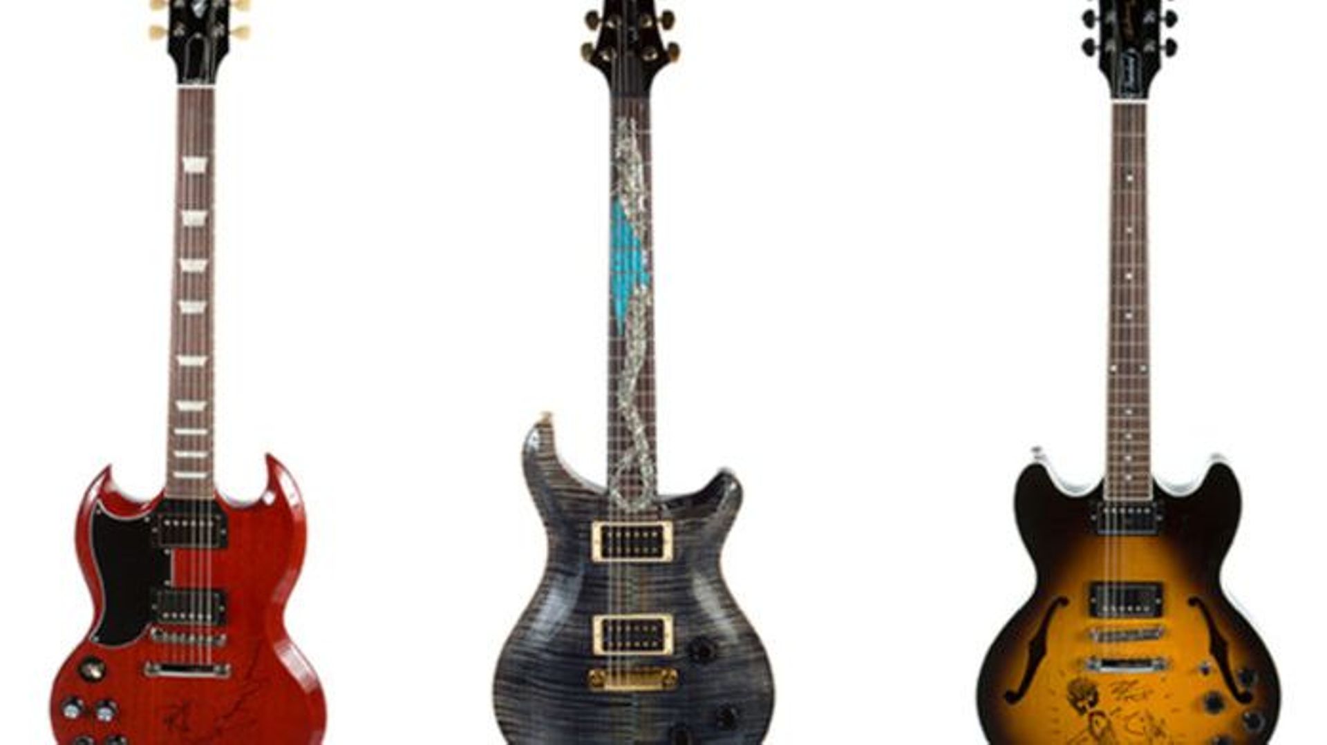 Des guitares signées Carlos Santana et Robert Plant en vente pour la bonne cause