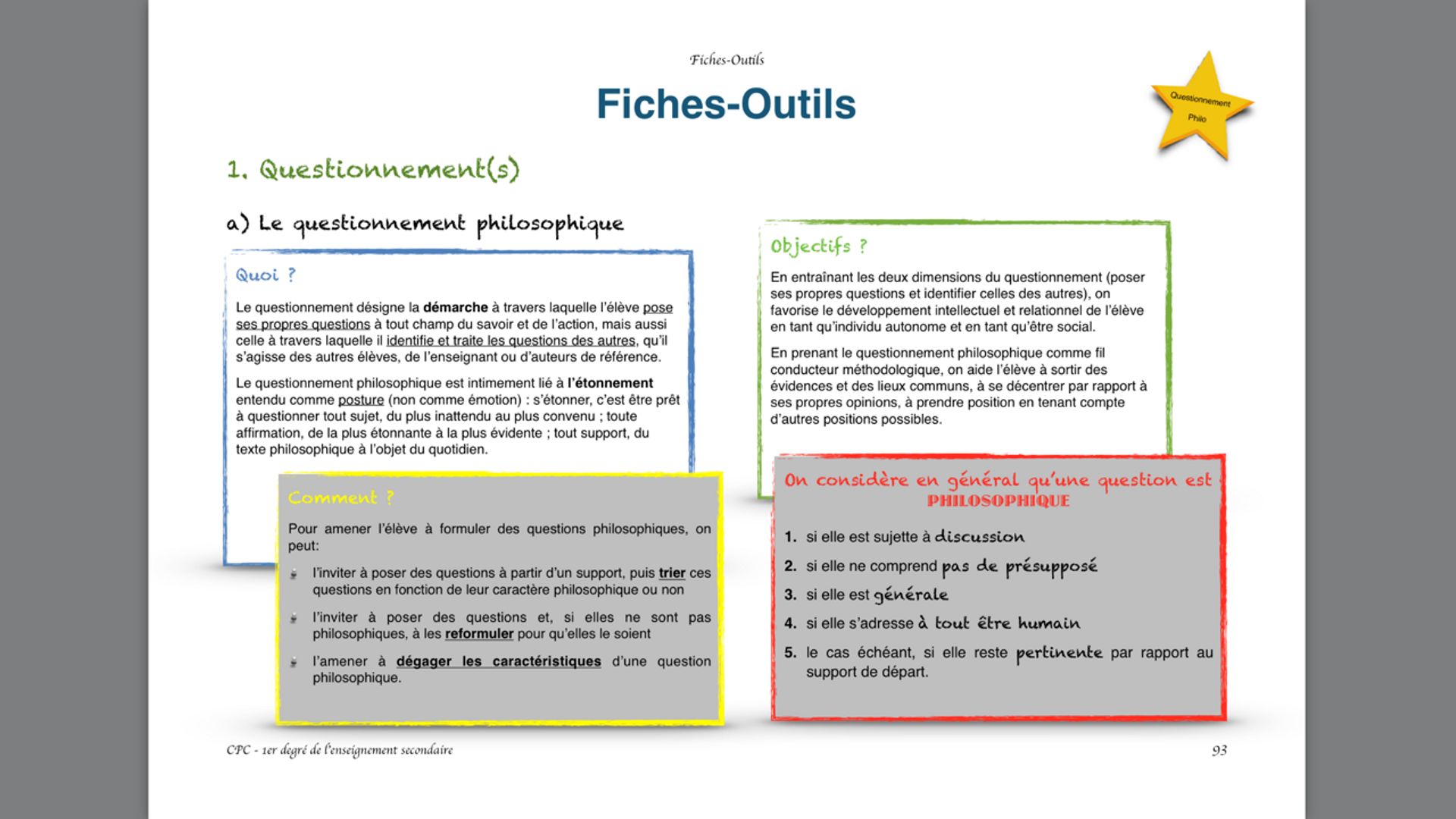Le programme du cours de philosophie et citoyenneté en secondaire est