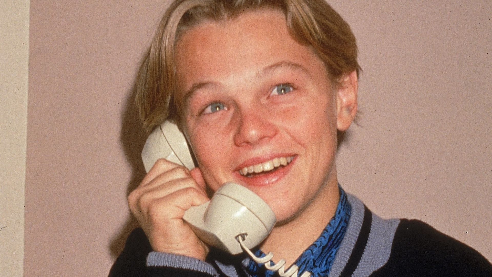 Leonardo DiCaprio Talks On Telephone, c. 1989. 