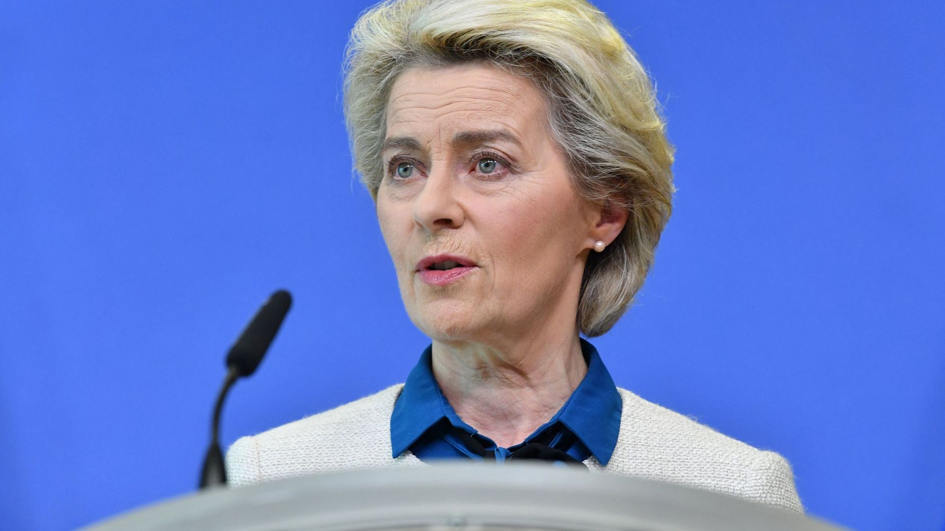 La présidente de la Commission européenne, Ursula von der Leyen, le 18 mai à Bruxelles