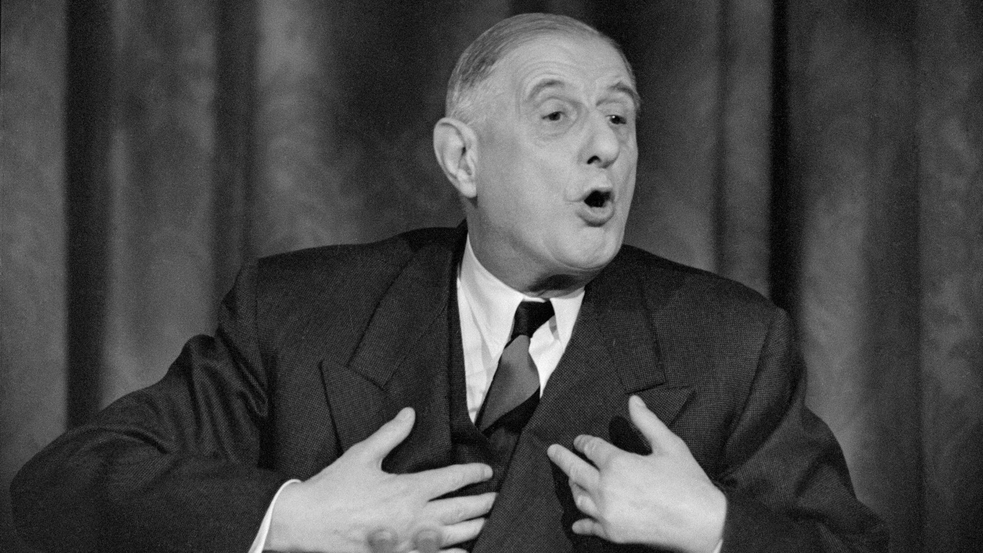 Charles De Gaulle lors d’une conférence de presse le 5 septembre 1961.