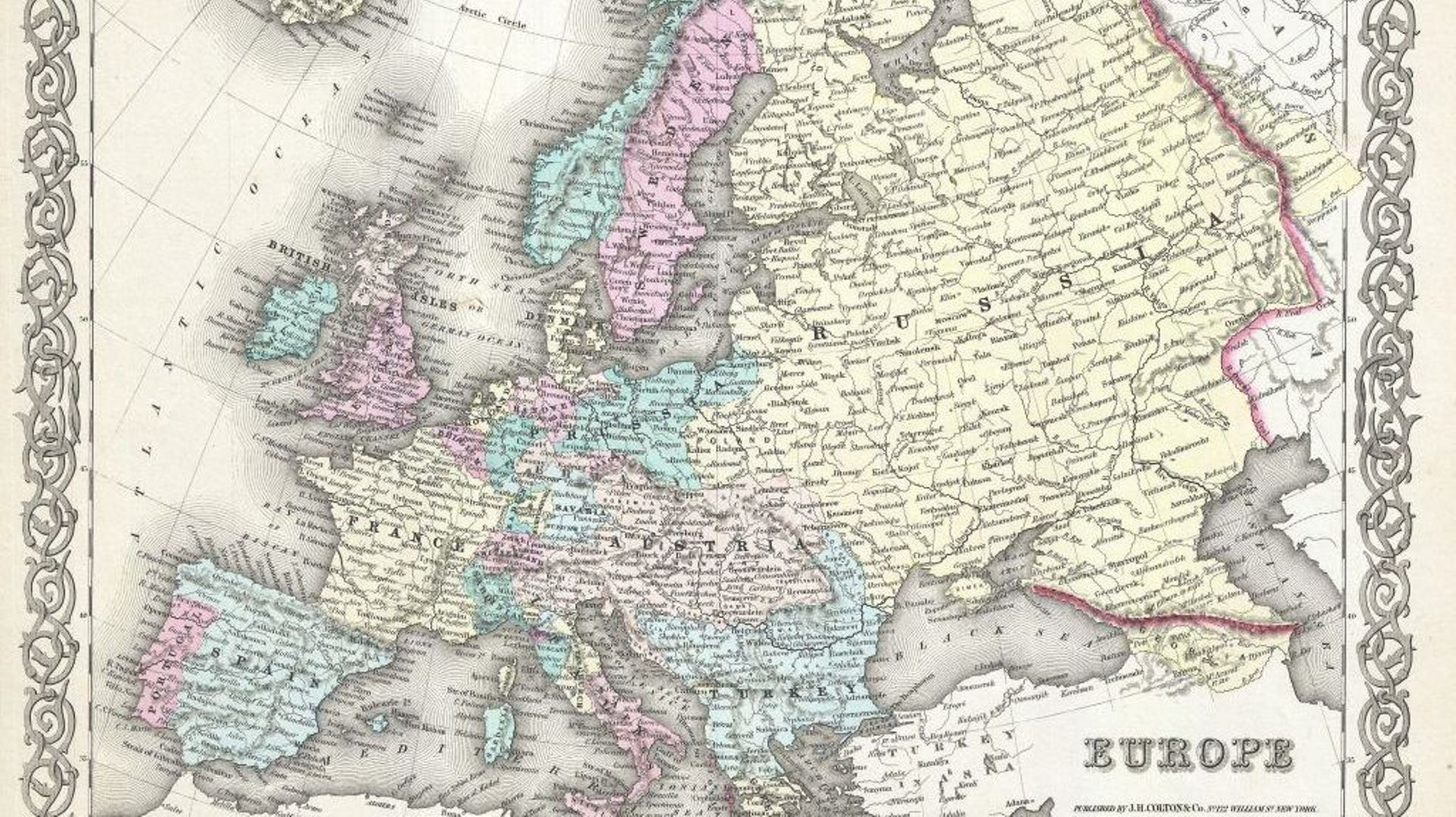 Carte de l'Europe en 1855.