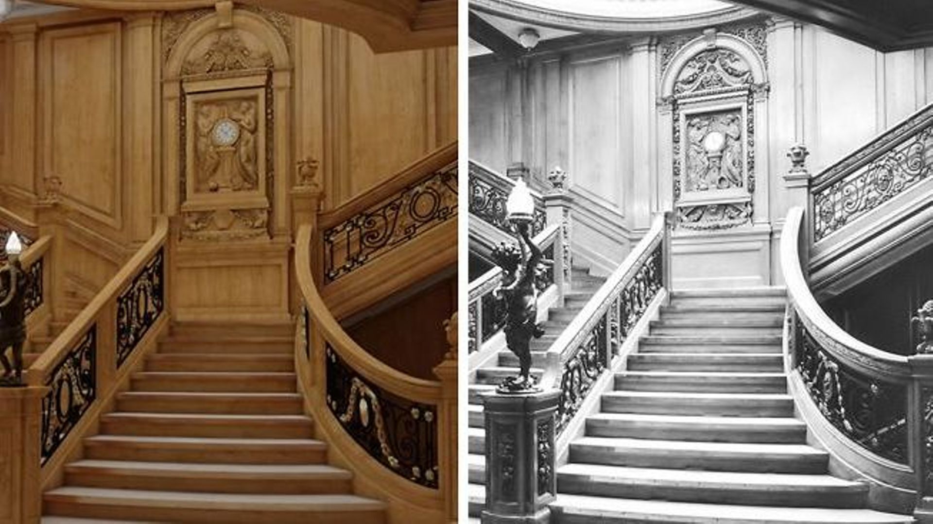 Le grand escalier original et celui du Titanic II.