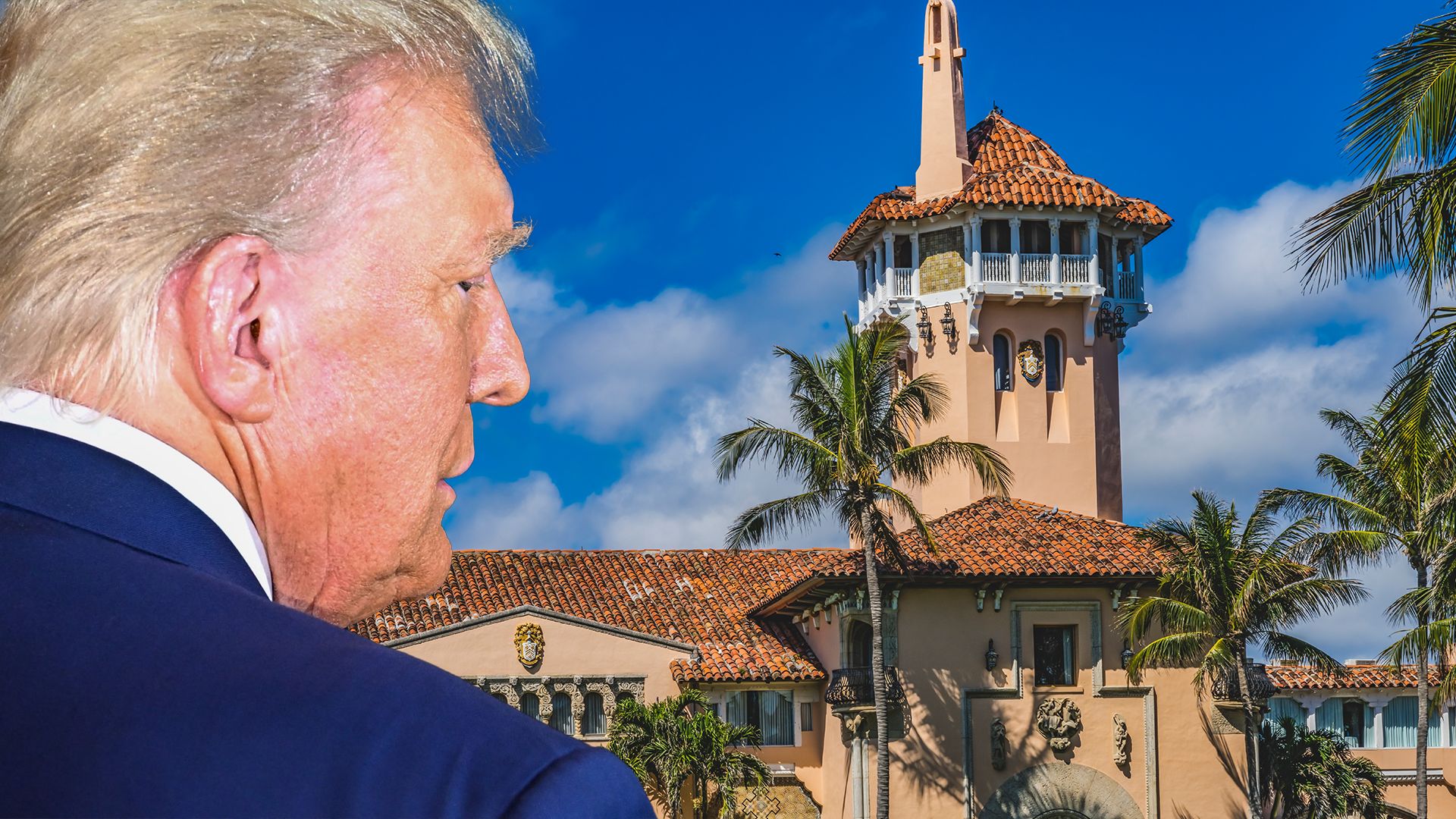 L’ex-président américain Donald Trump et sa résidence à Mar-a-Lago, en Floride.