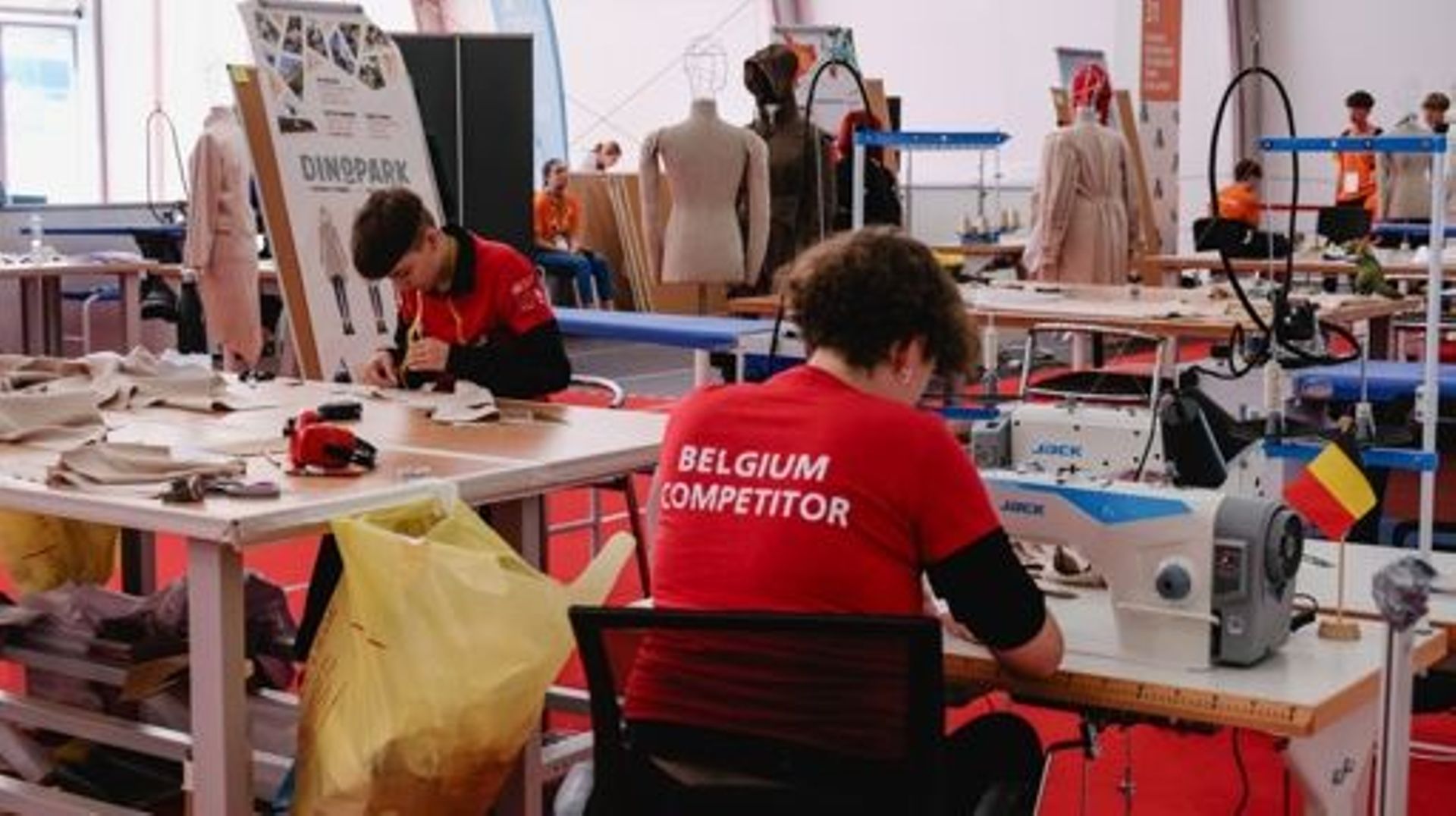 Heloise De Smet and Magali Tartinville, fashion design and technology, pictured during the Euroskills 2023 competition in Gdansk, Poland, Friday 08 September 2023. EuroSkills is a vocational skills competition which is staged as a European championship ev
