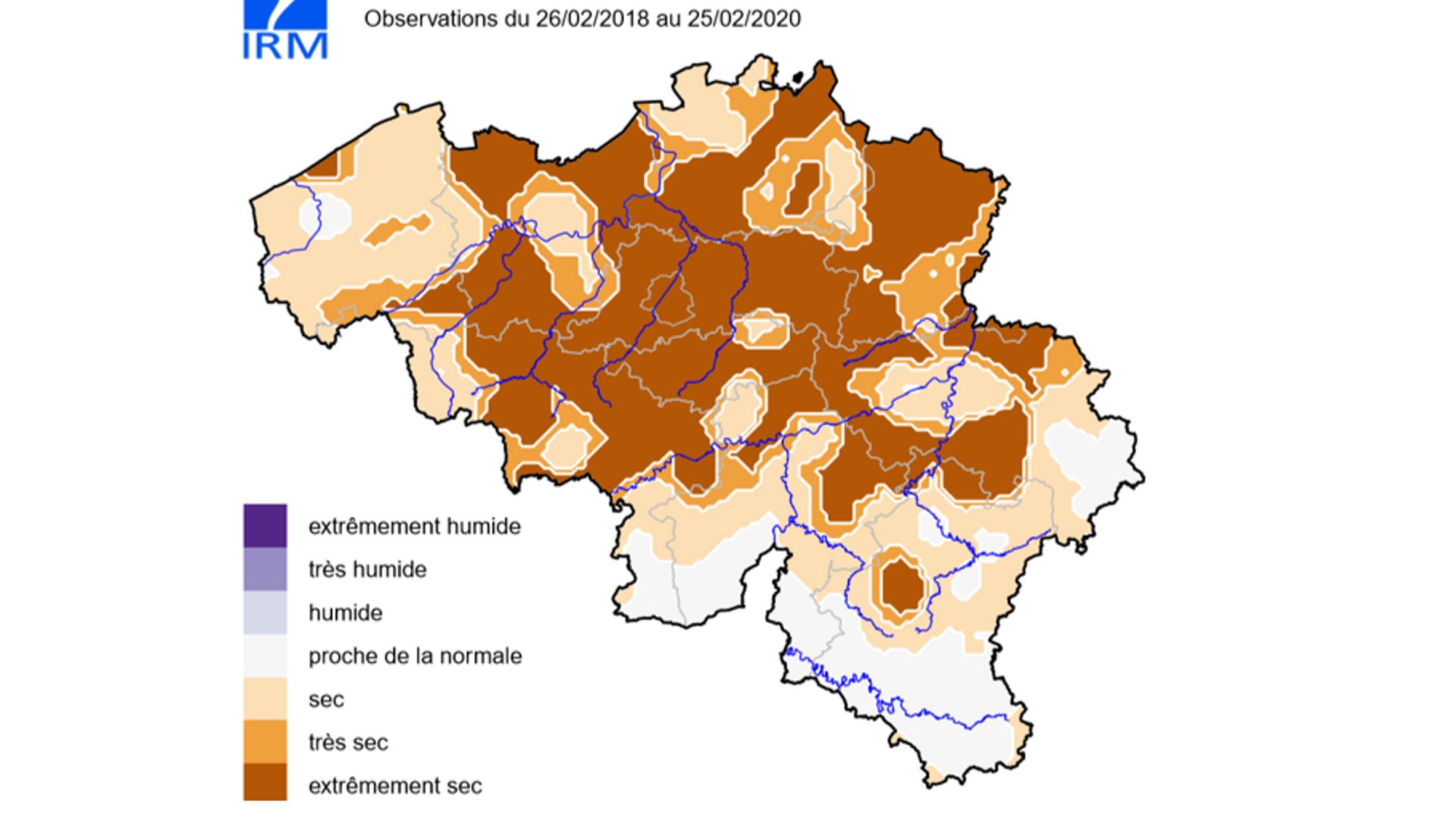 Indice de sécheresse - Observations du 26/02/2018 au 25/02/2020