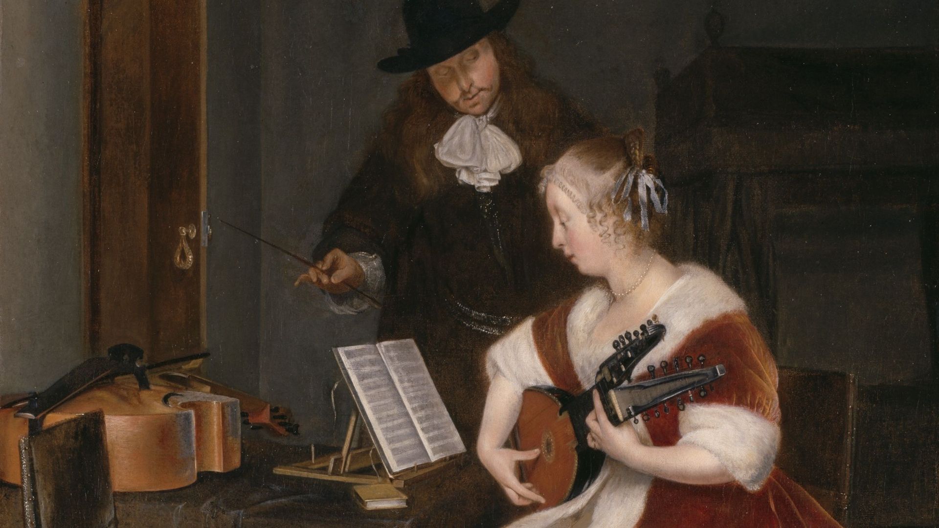 "La Leçon de Musique" de Géraerd Ter Borch, huile sur toile