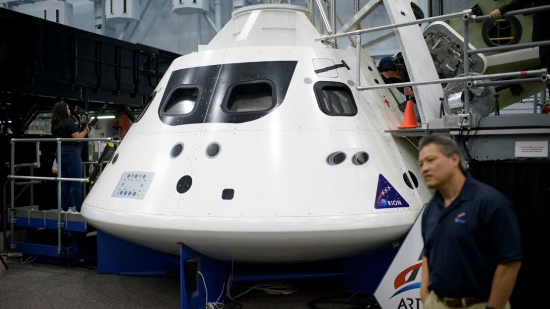 Une réplique de la capsule Orion de la Nasa, qui doit à l'avenir transporter les astronautes jusqu'à la Lune, et servant à leur entraînement au centre spatial Johnson, au Texas