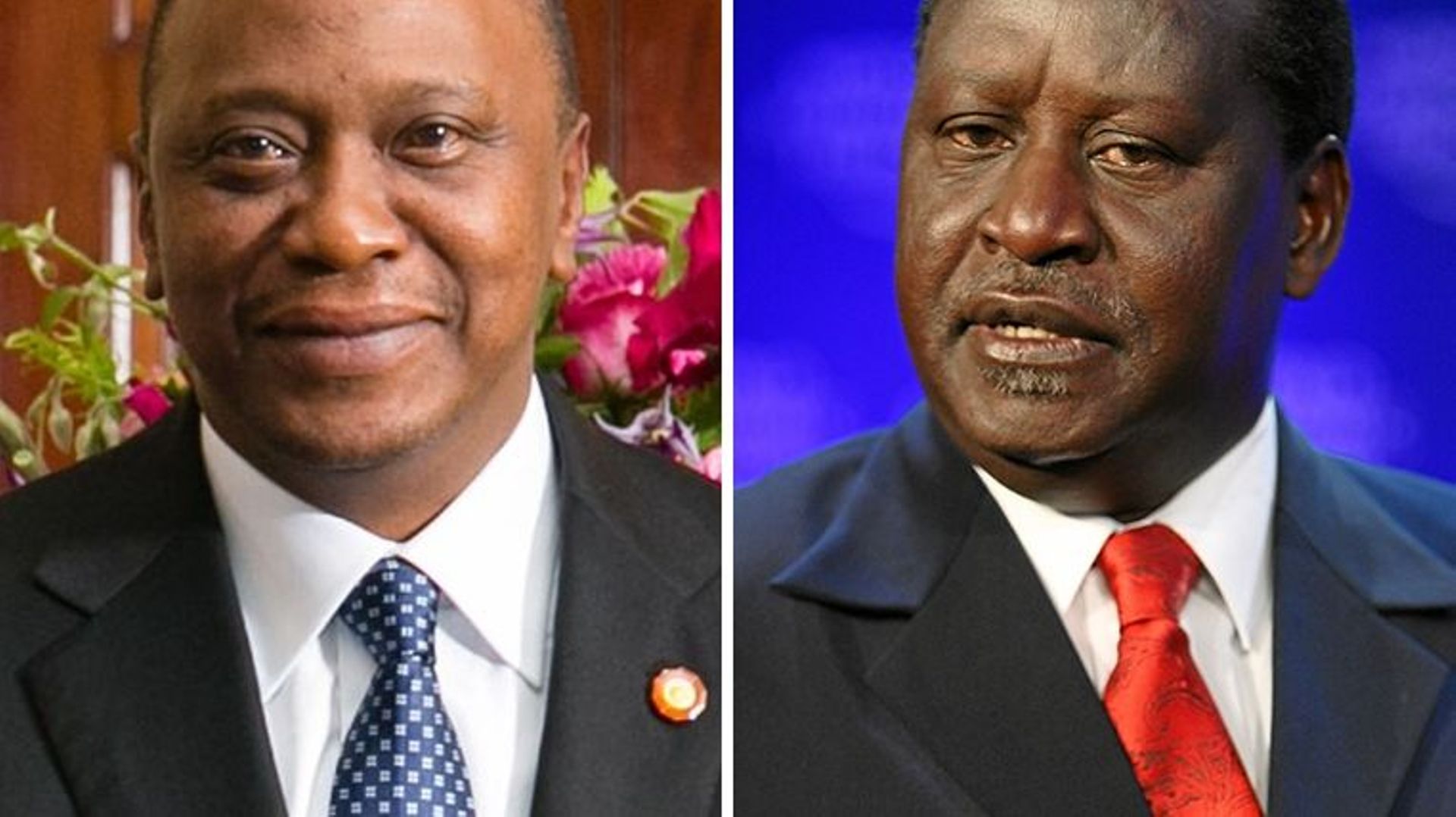 Le Président sortant, Uhuru Kenyatta et Raila Odinga.