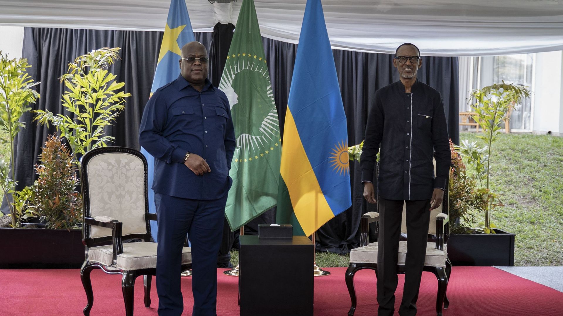 Le président rwandais Paul Kagame et le président congolais Félix Tshisekedi.